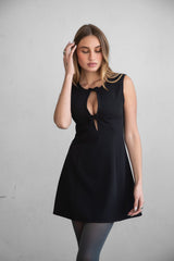 Brilyn Wool Dobby Bow Detail Mini Dress