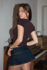Laureni Cable Knit Short Sleeve Top