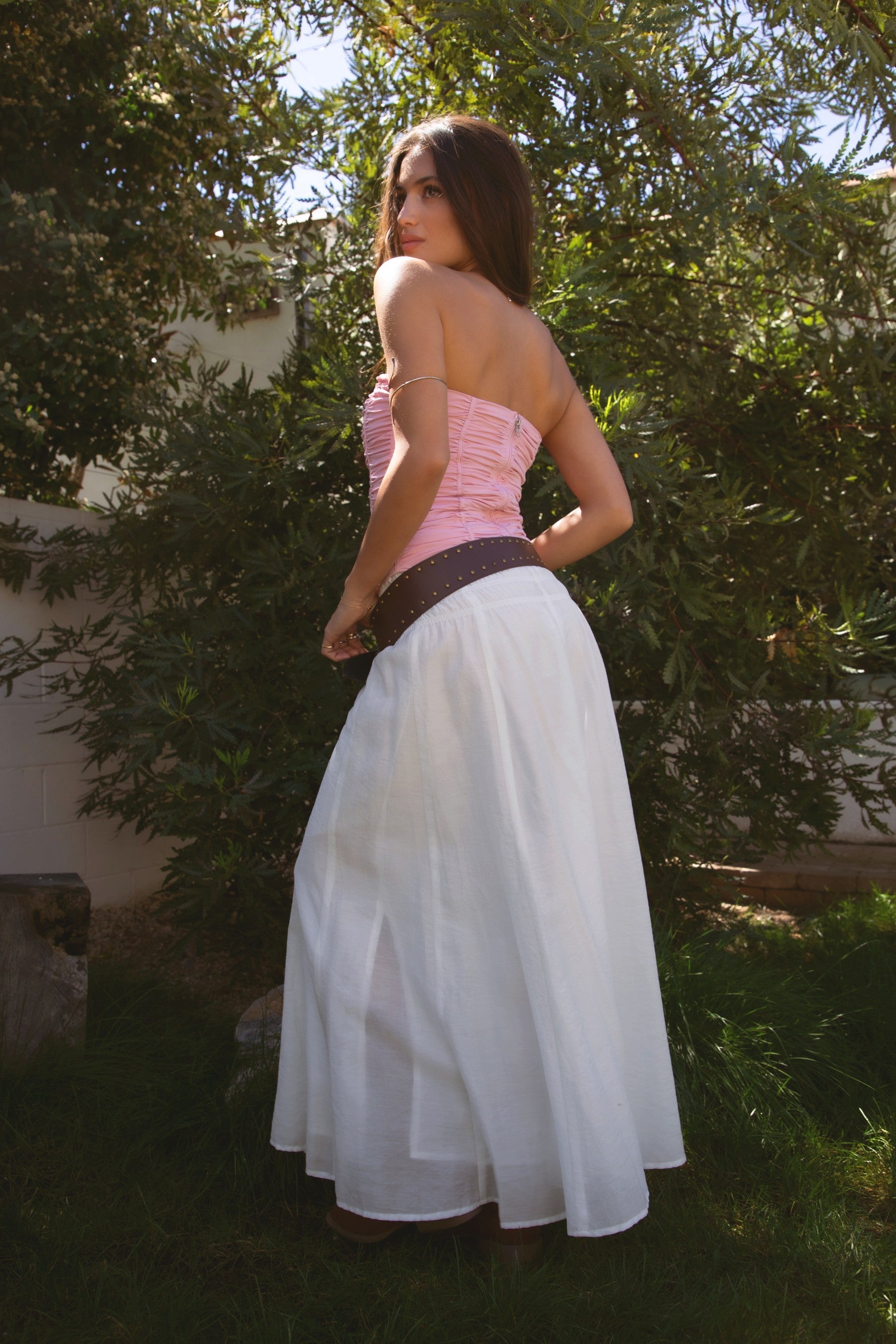 Calisa Strapless Ruched Poplin Bustier Top