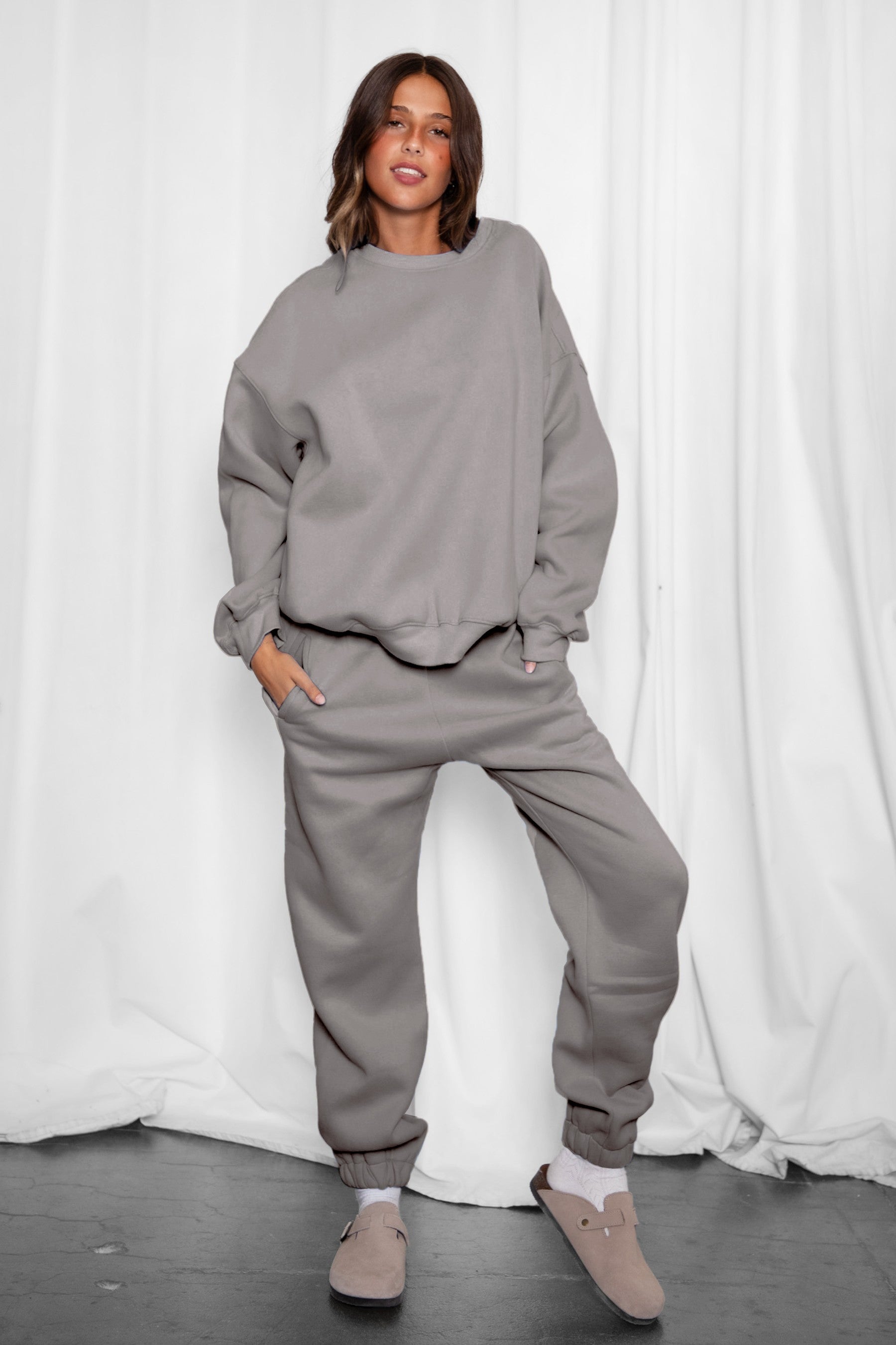 VARSITY Plush Fleece Crew Neck Sweatshirt