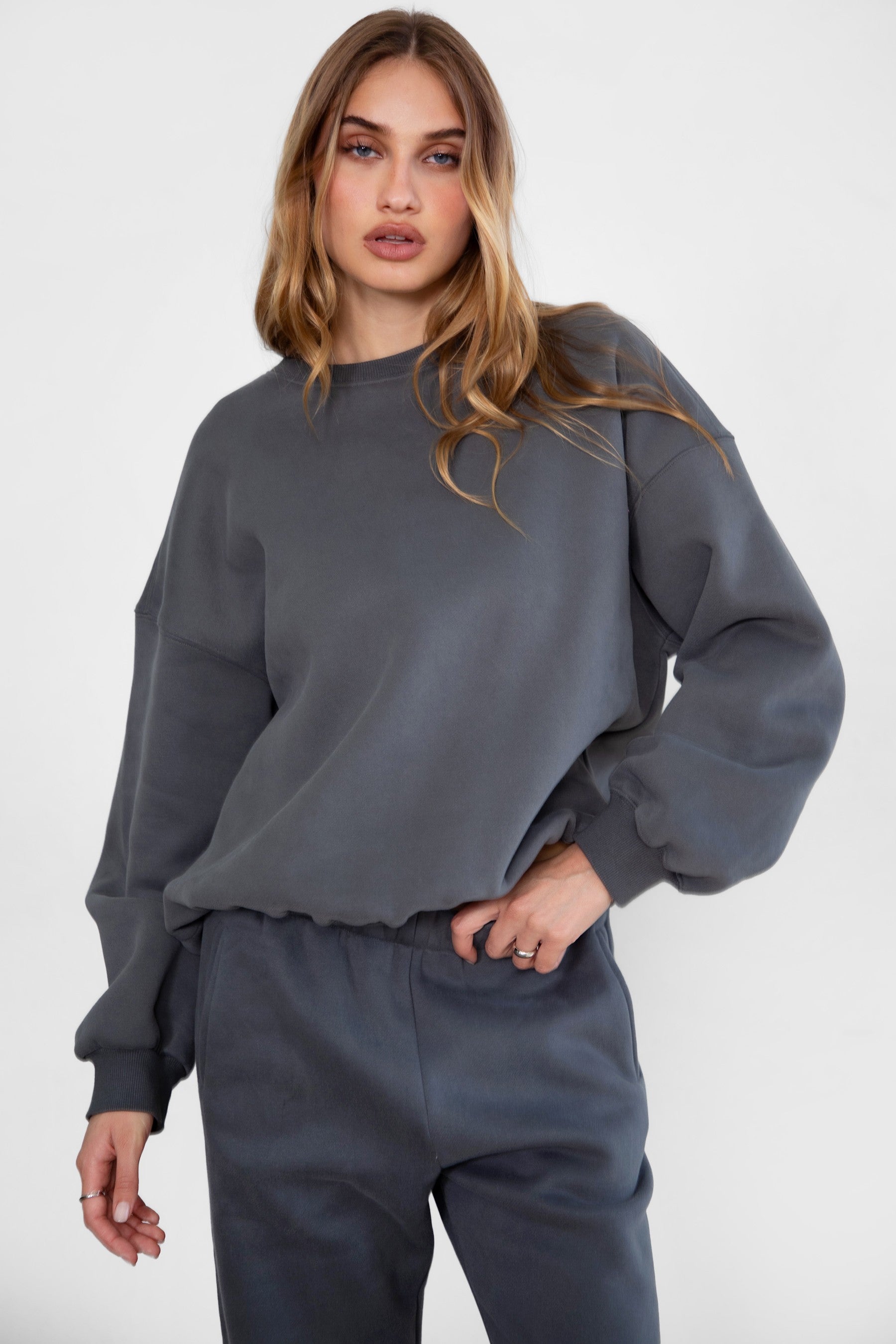 Varsity Plush Fleece Crew Neck Sweatshirt
