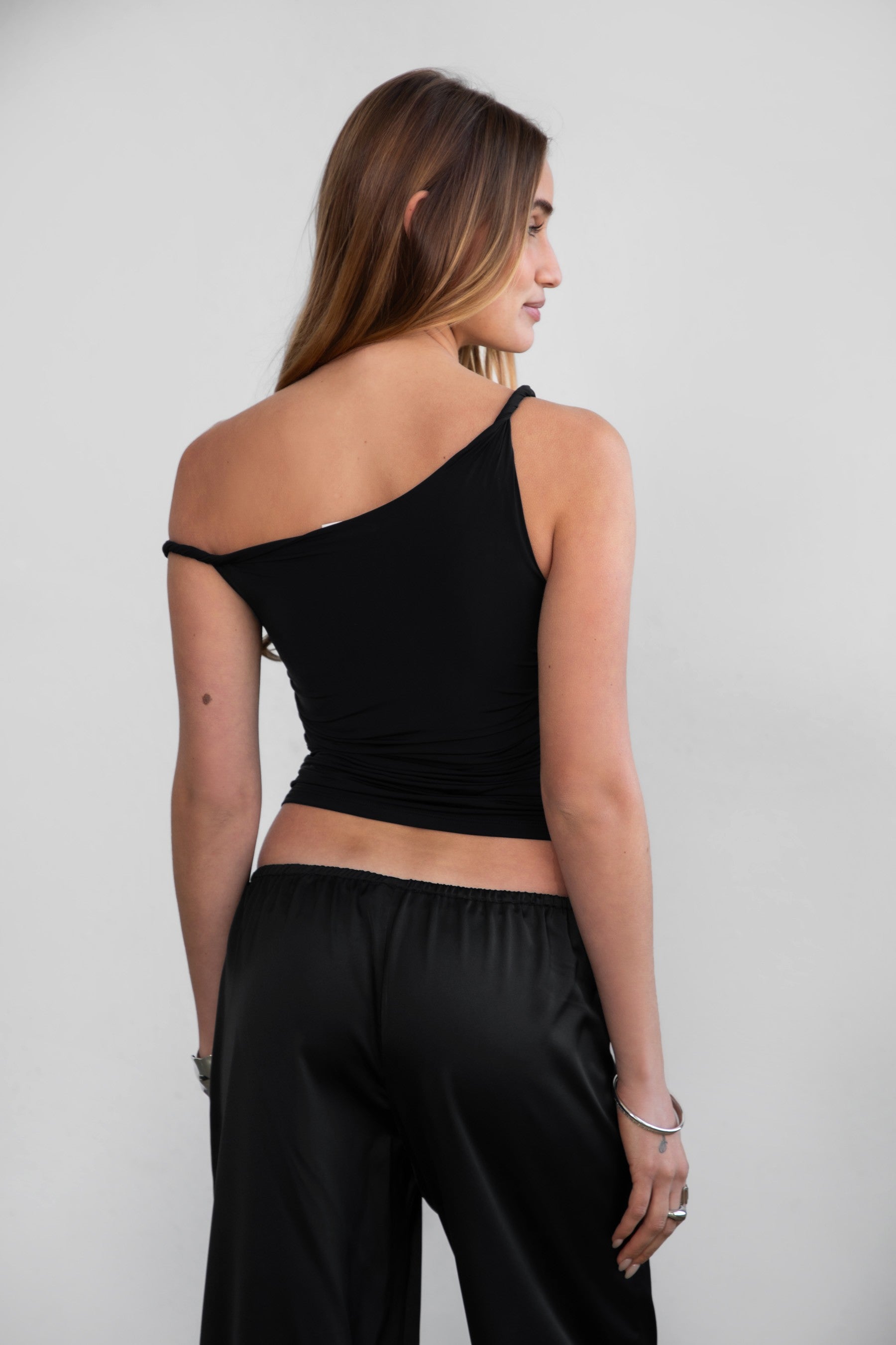 Liah Asymmetrical Double Strap Sleek Top