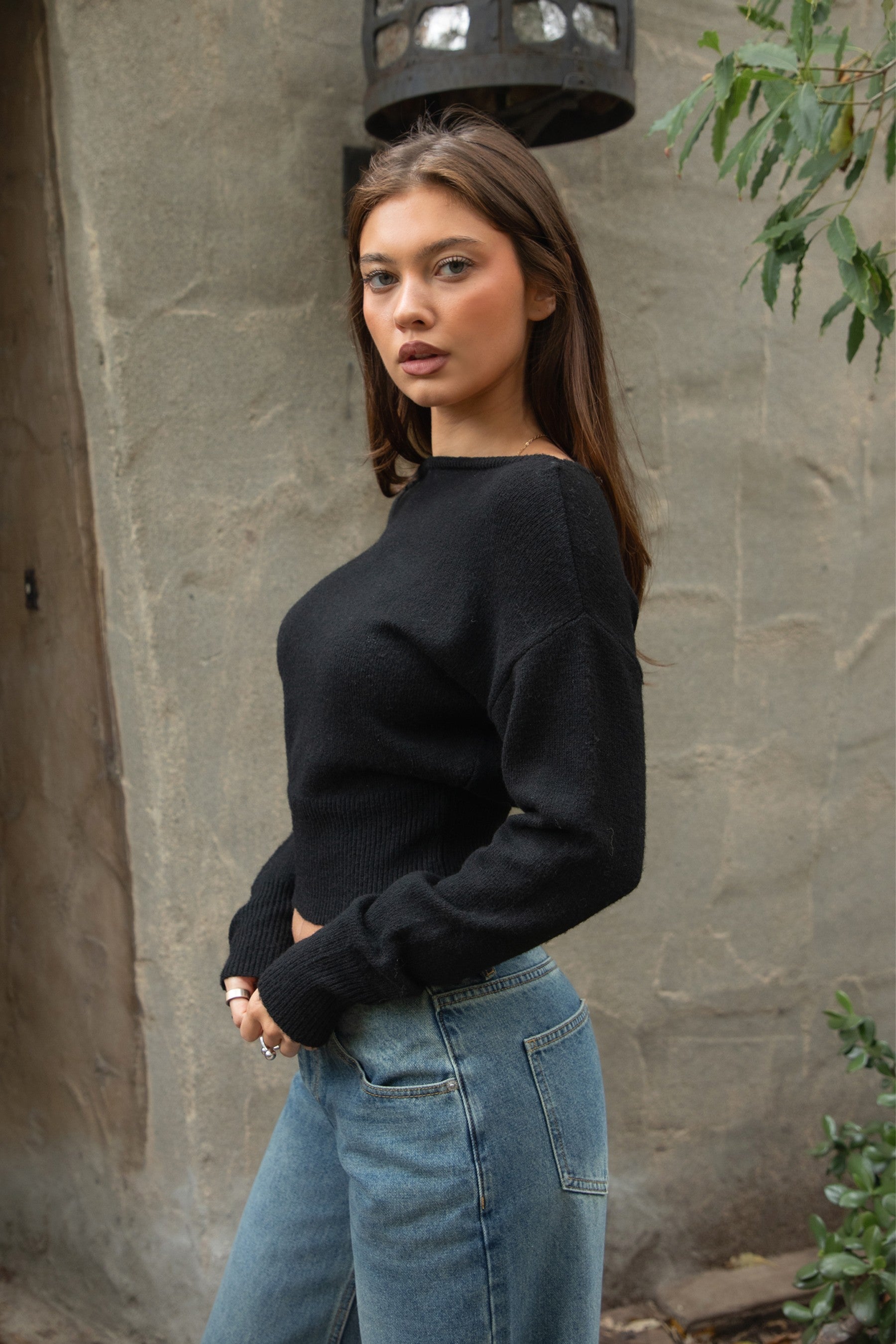 AURELLE Luxe Off Shoulder Knit Sweater Top