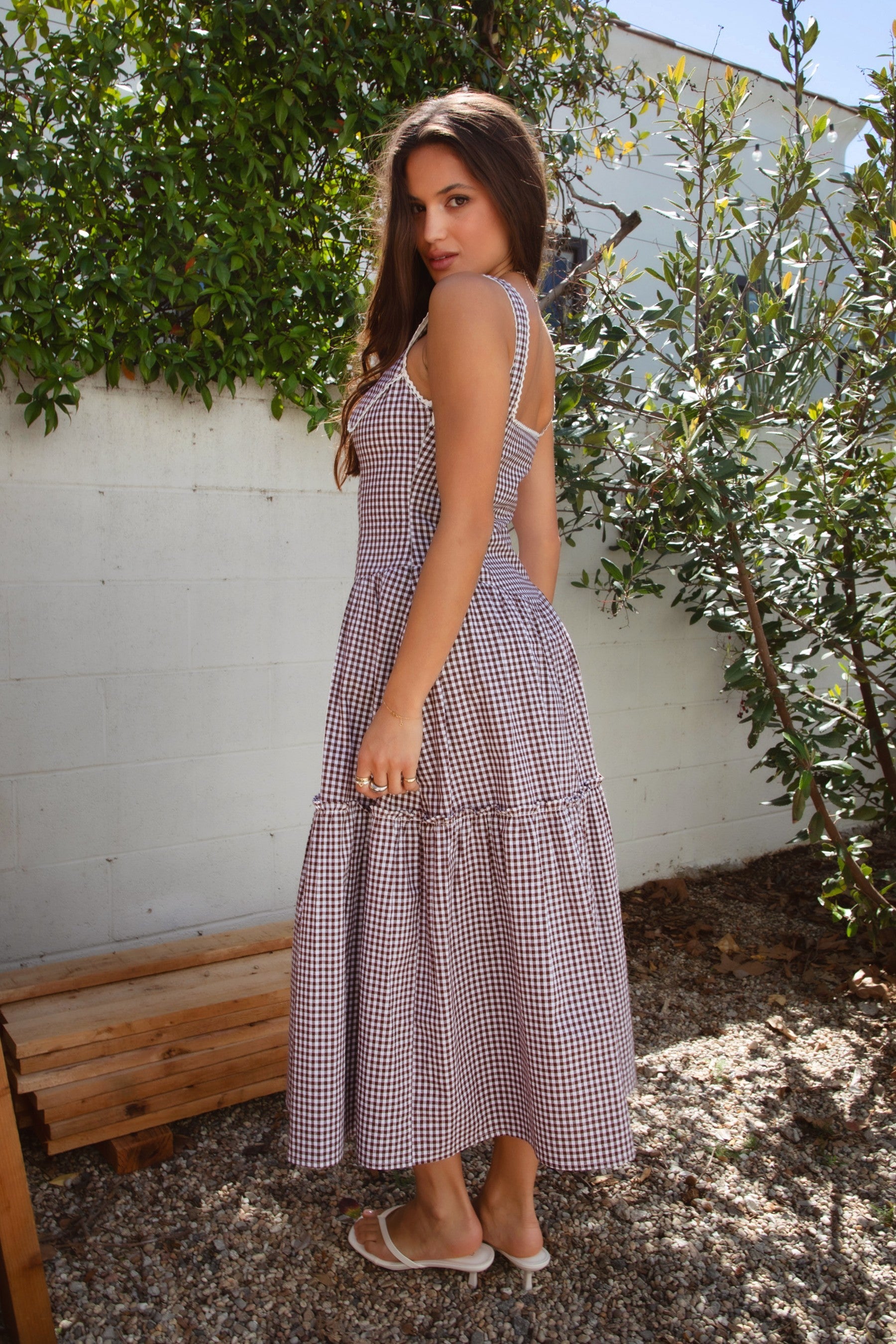 Kinsly Gingham A-Line Maxi Dress