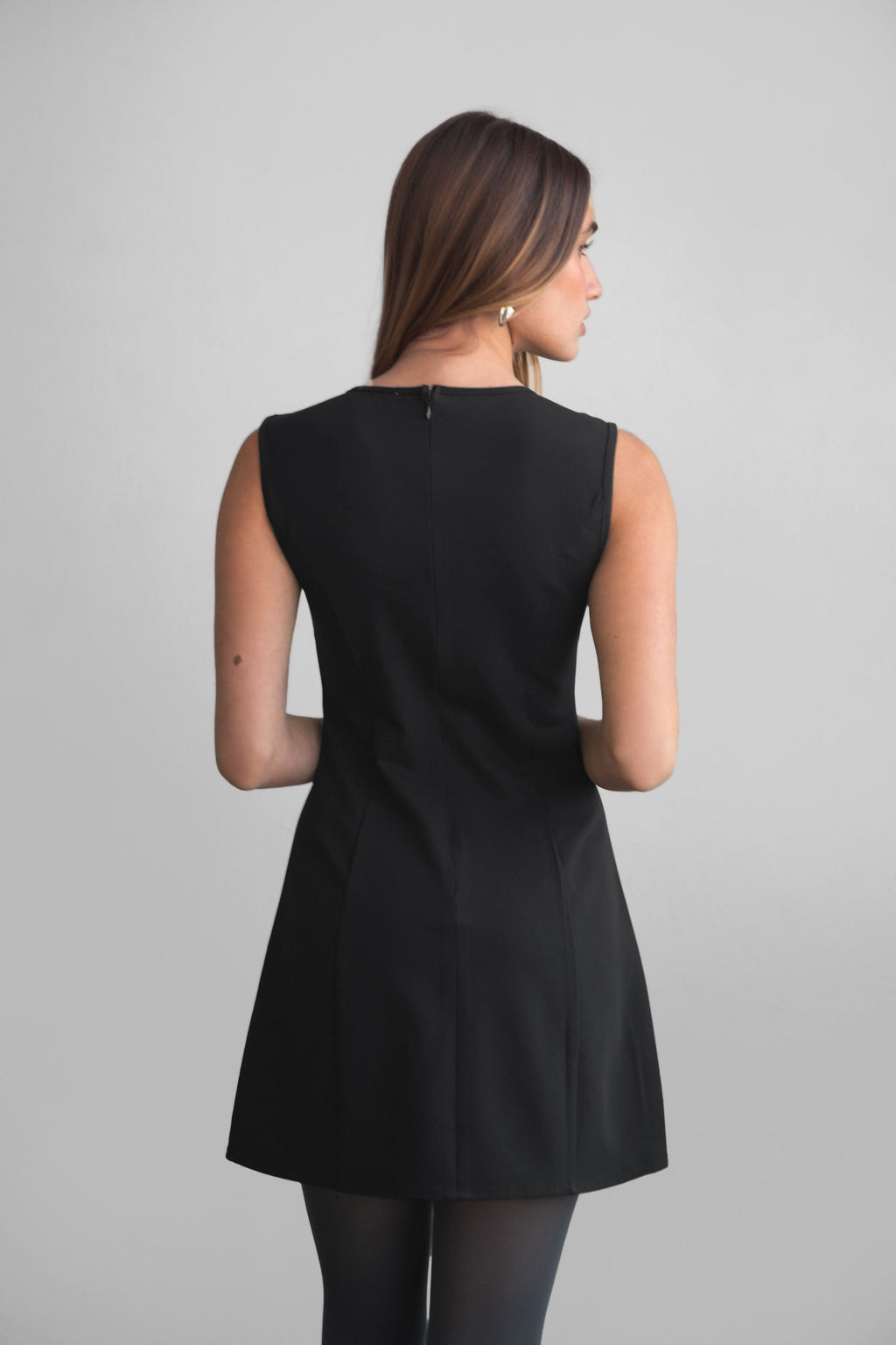 Brilyn Wool Dobby Bow Detail Mini Dress