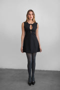 Brilyn Wool Dobby Bow Detail Mini Dress