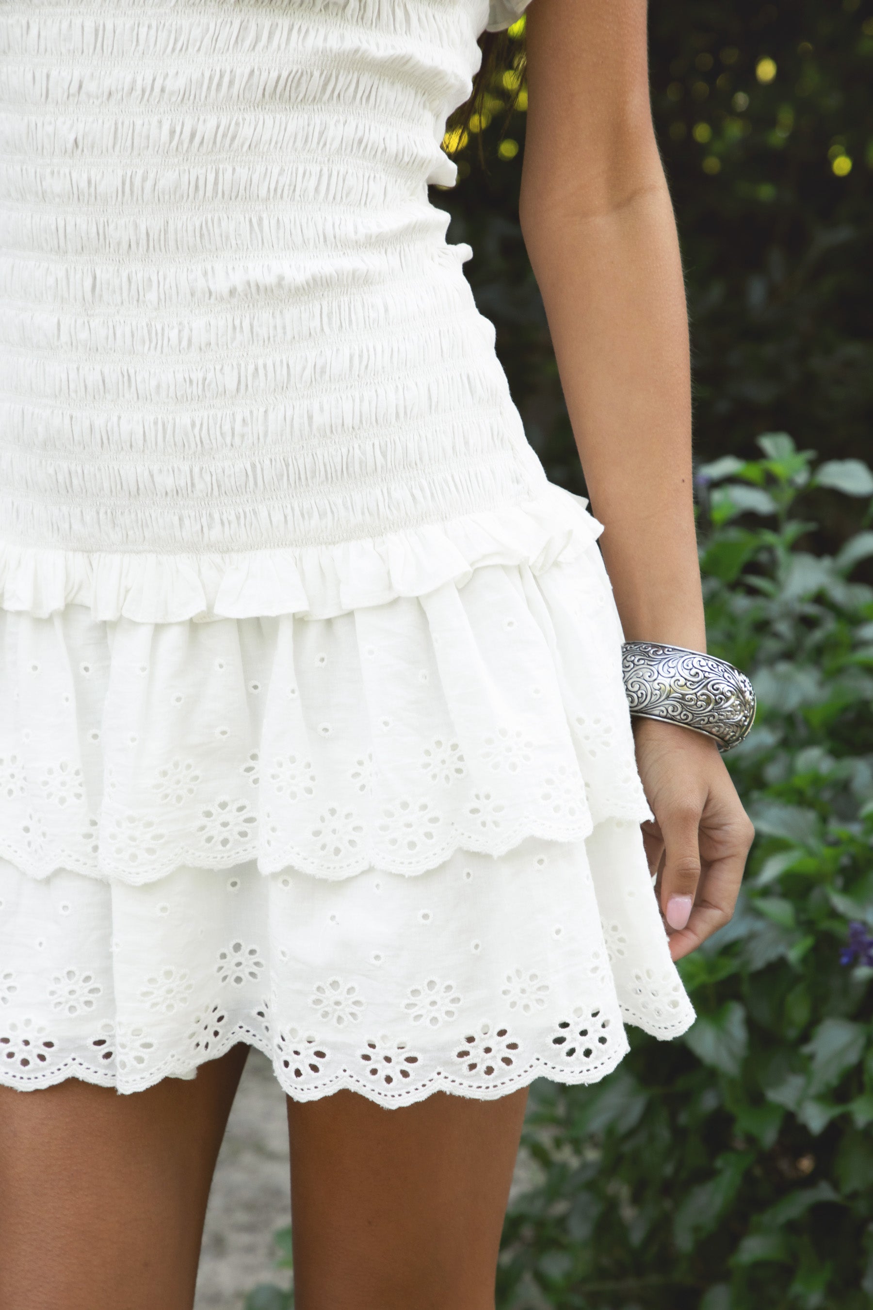 ELLIE Smocked Body Tiered Ruffle Mini Dress