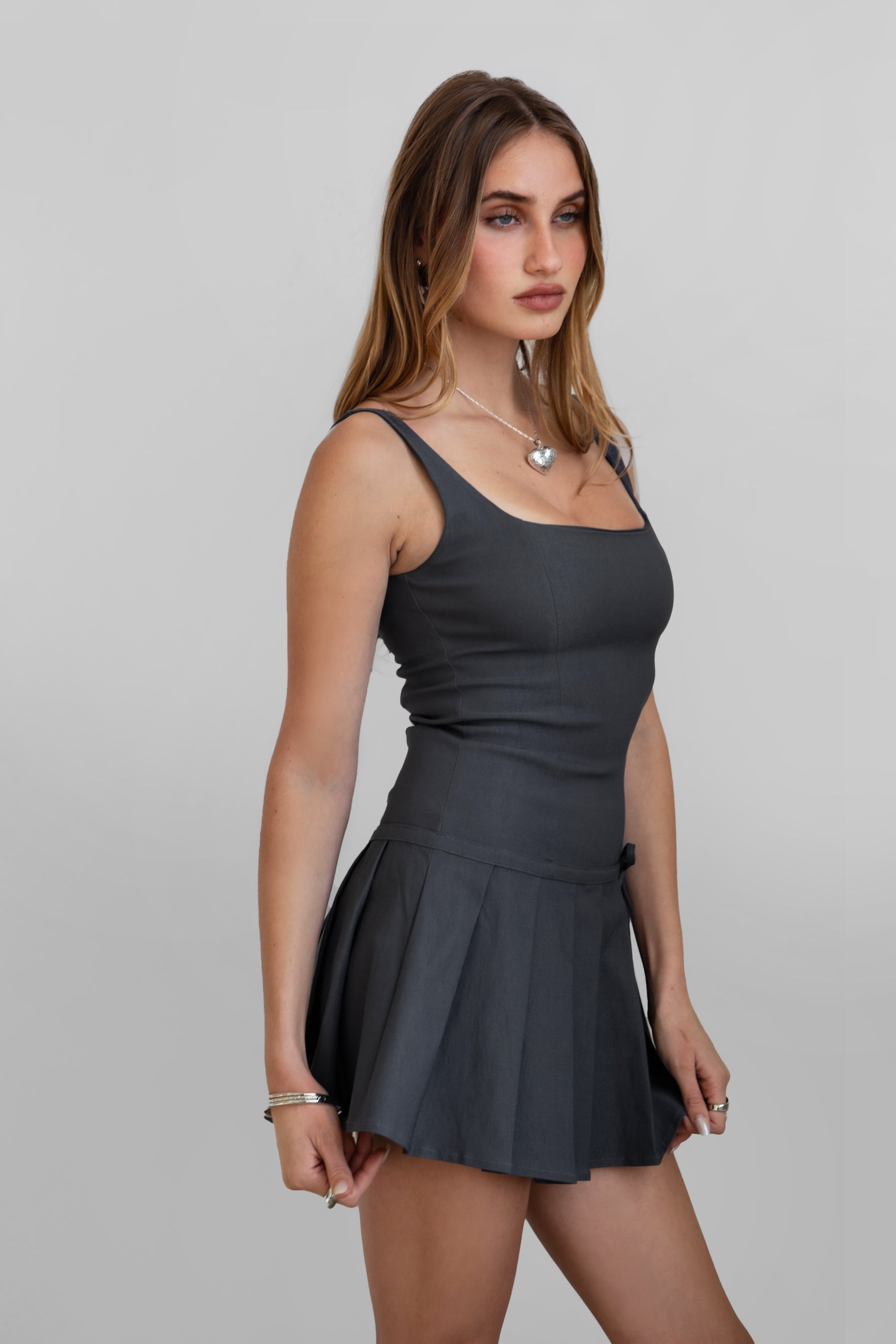 ADRINA Drop Waist Mini Dress