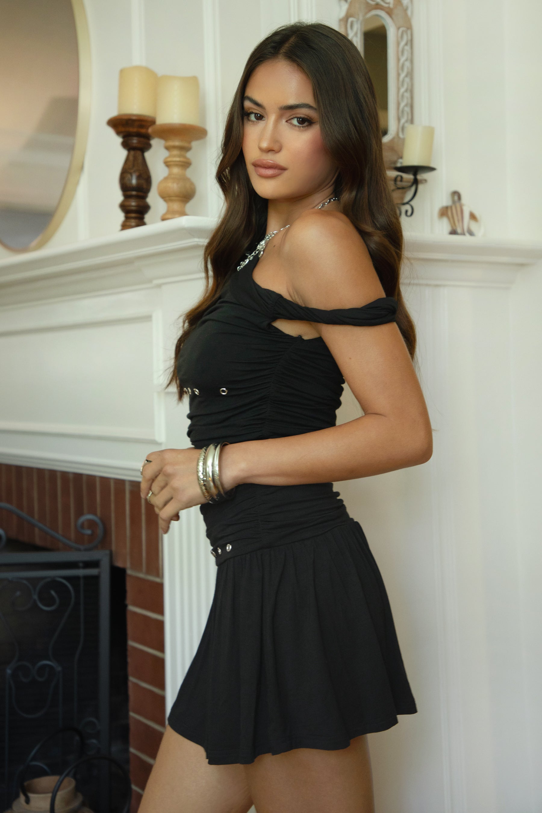 AZALEA Asymmetrical Neckline One Shoulder Mini Dress