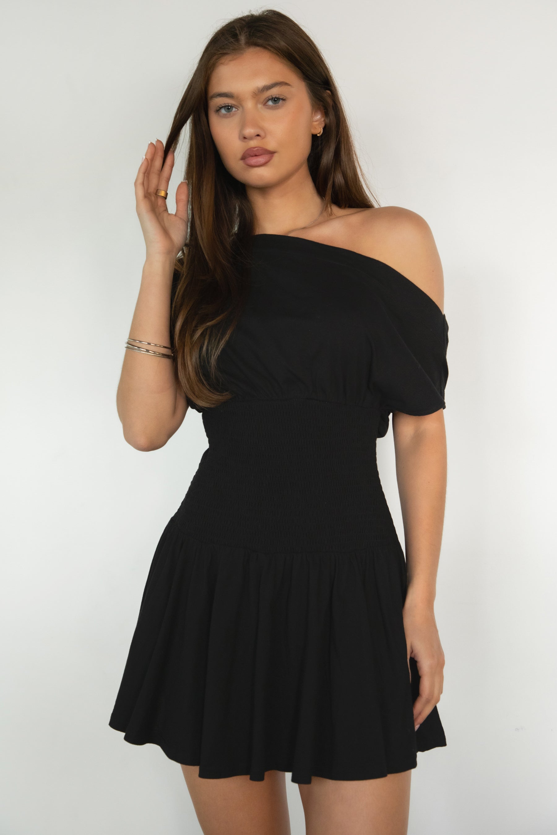 ASHA Asymmetry Shirt Sleeve Mini Dress