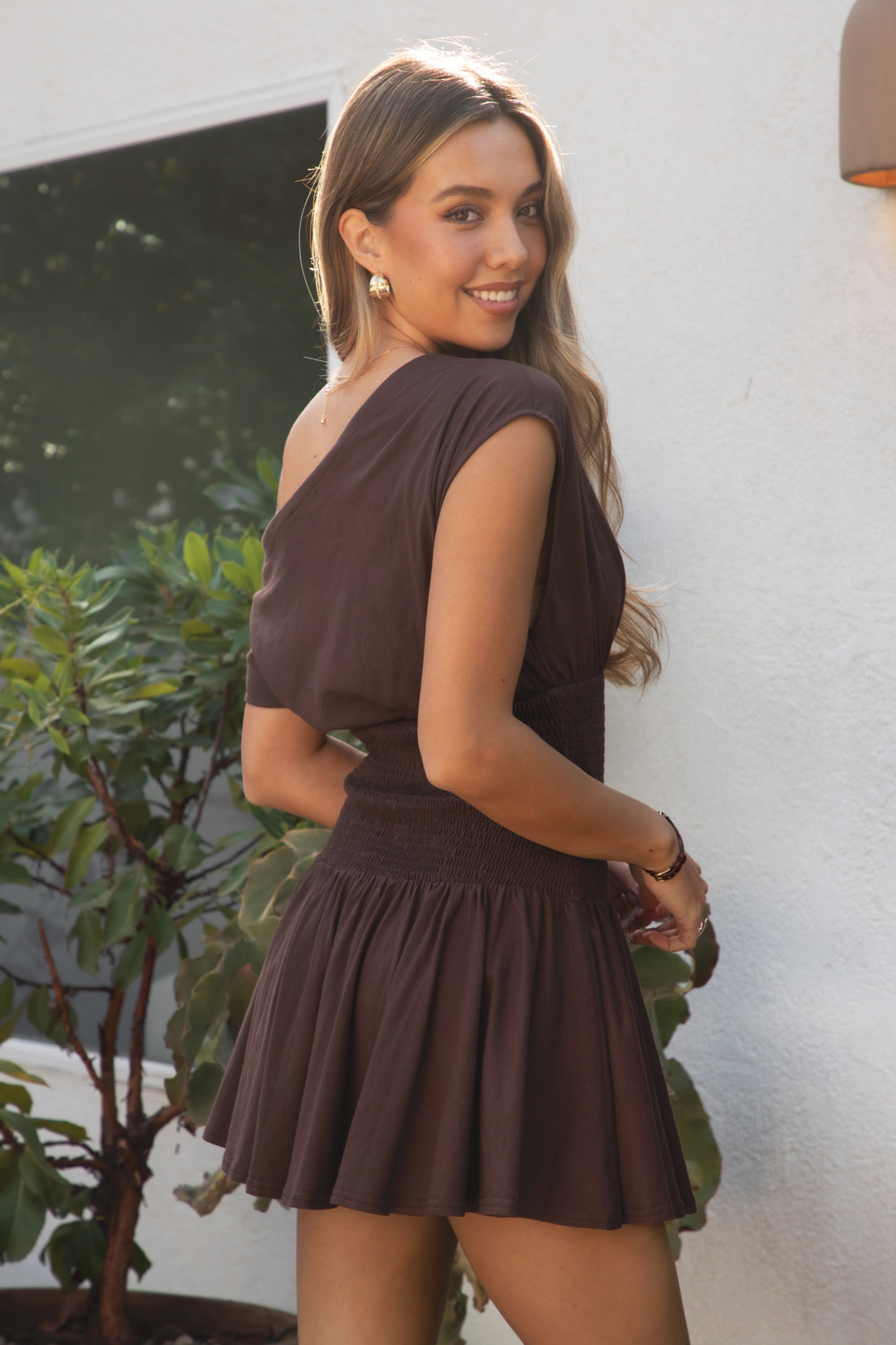 ASHA Asymmetry Shirt Sleeve Mini Dress
