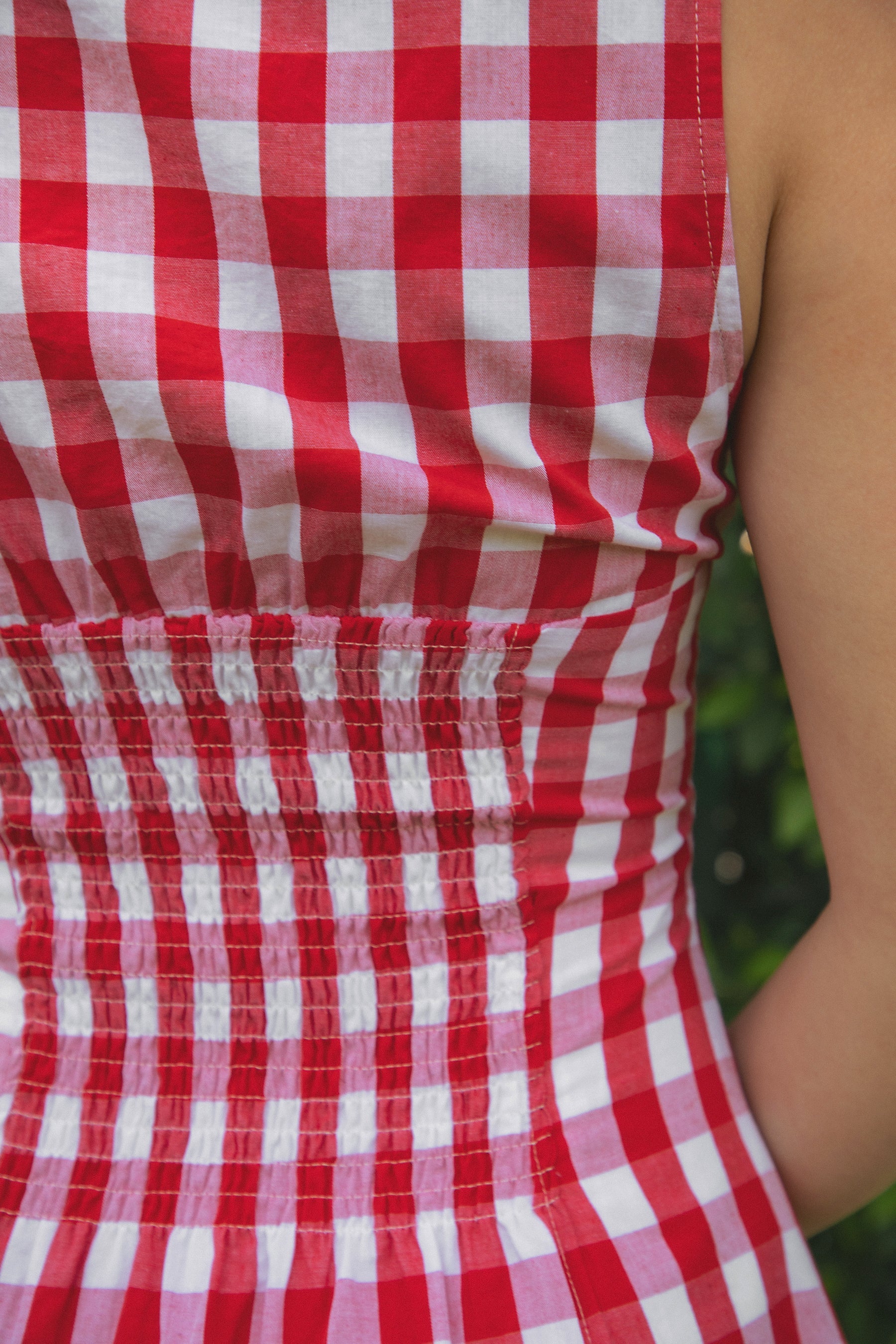 CHERYN V-Neck Gingham Poplin Mini Dress