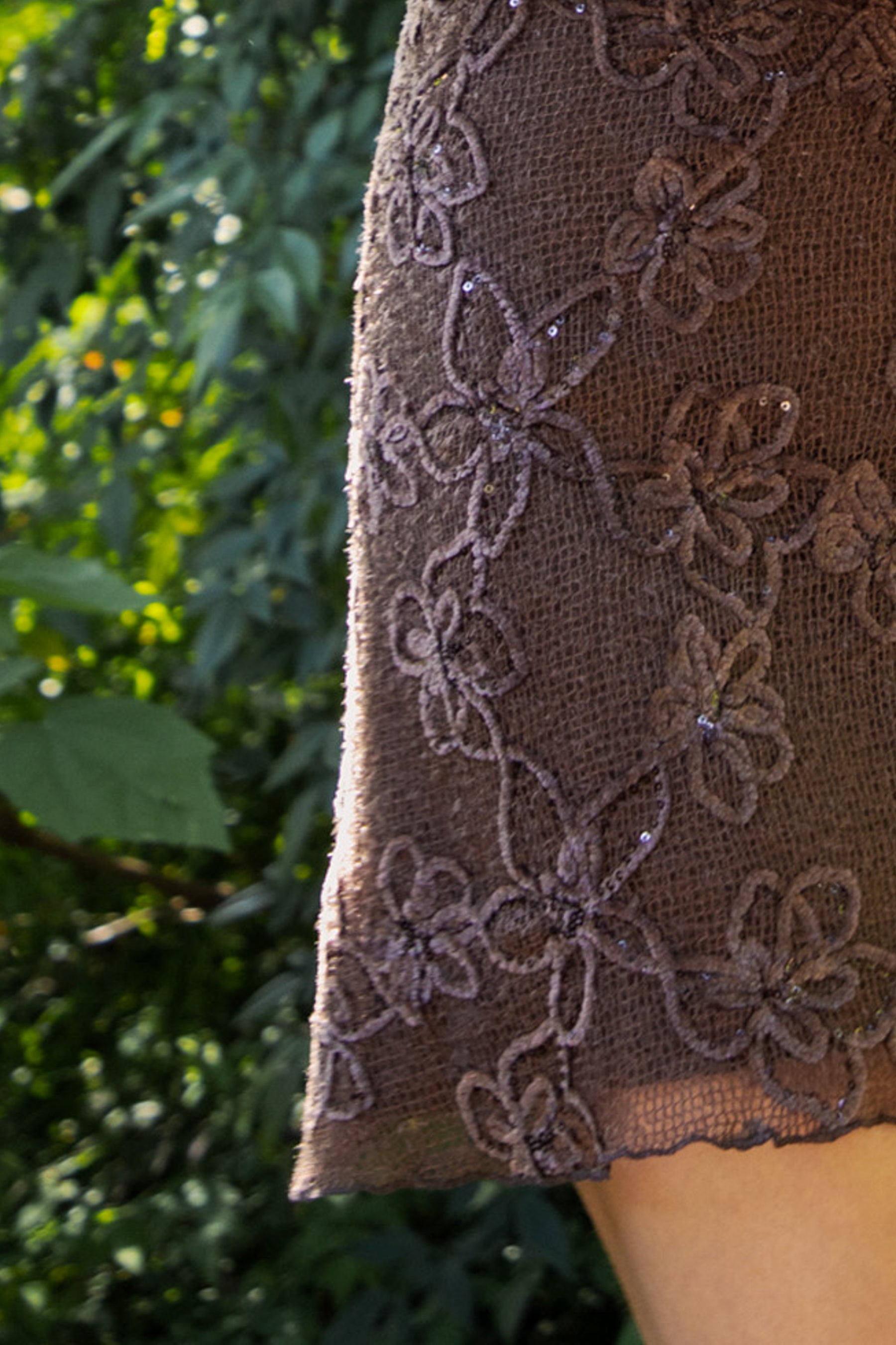 MESA Floral Crochet Embroidered Halter Mini Dress