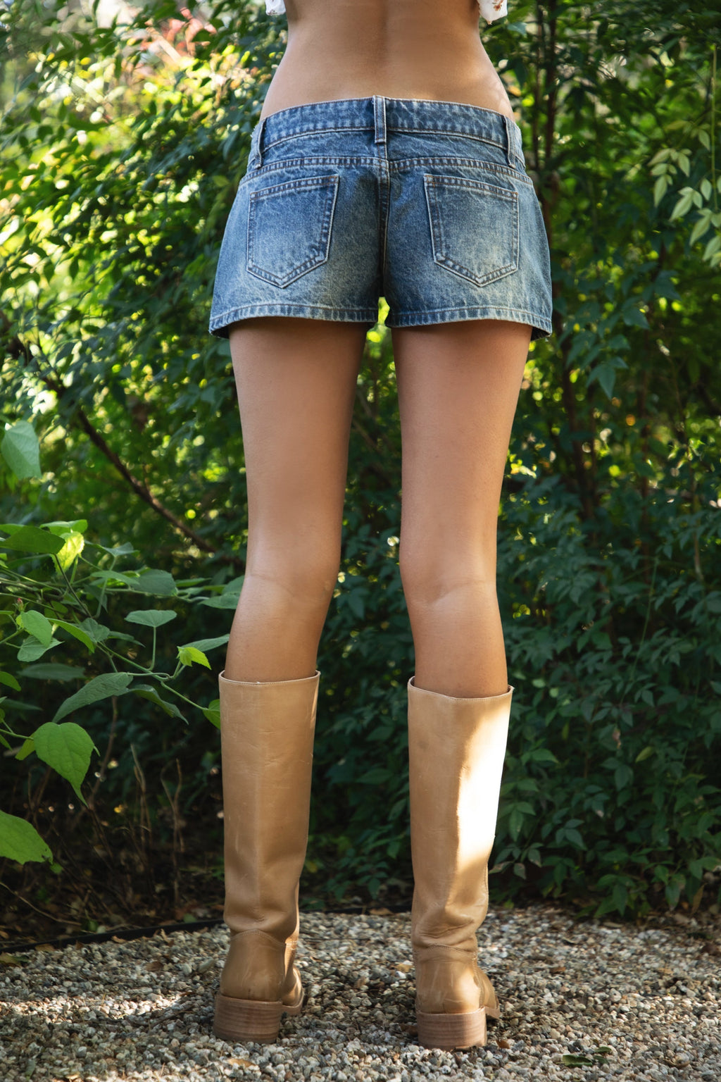 LIVANE Low Rise Micro Denim Mini Shorts