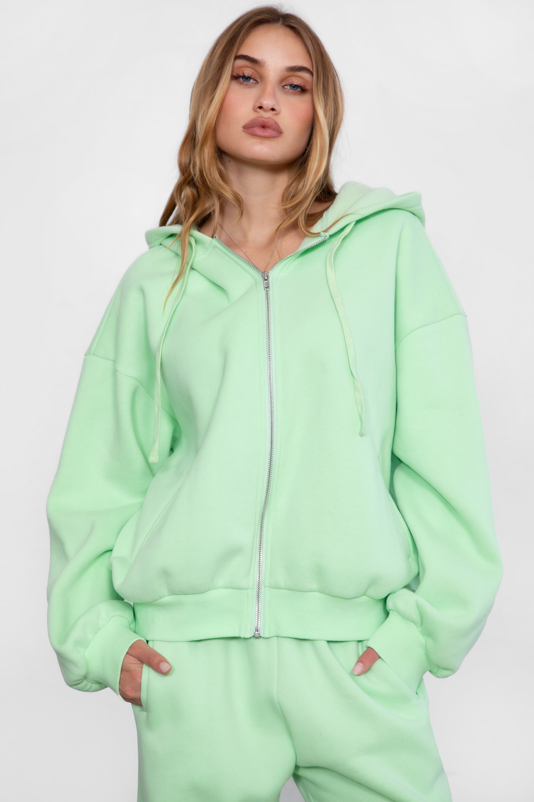 UNIVERSITY Plush Fleece Oversized Zip Up Hoodie