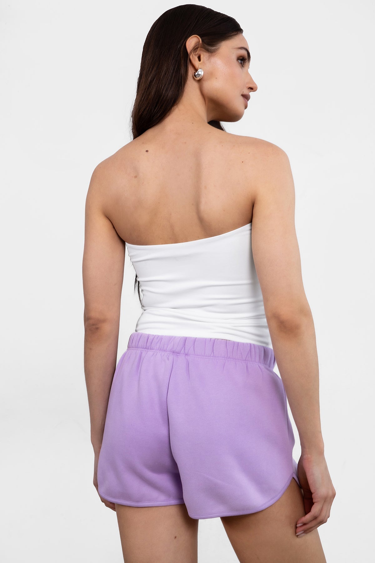 SHORTY Drawstring Waist Plush Fleece Track Mini Shorts