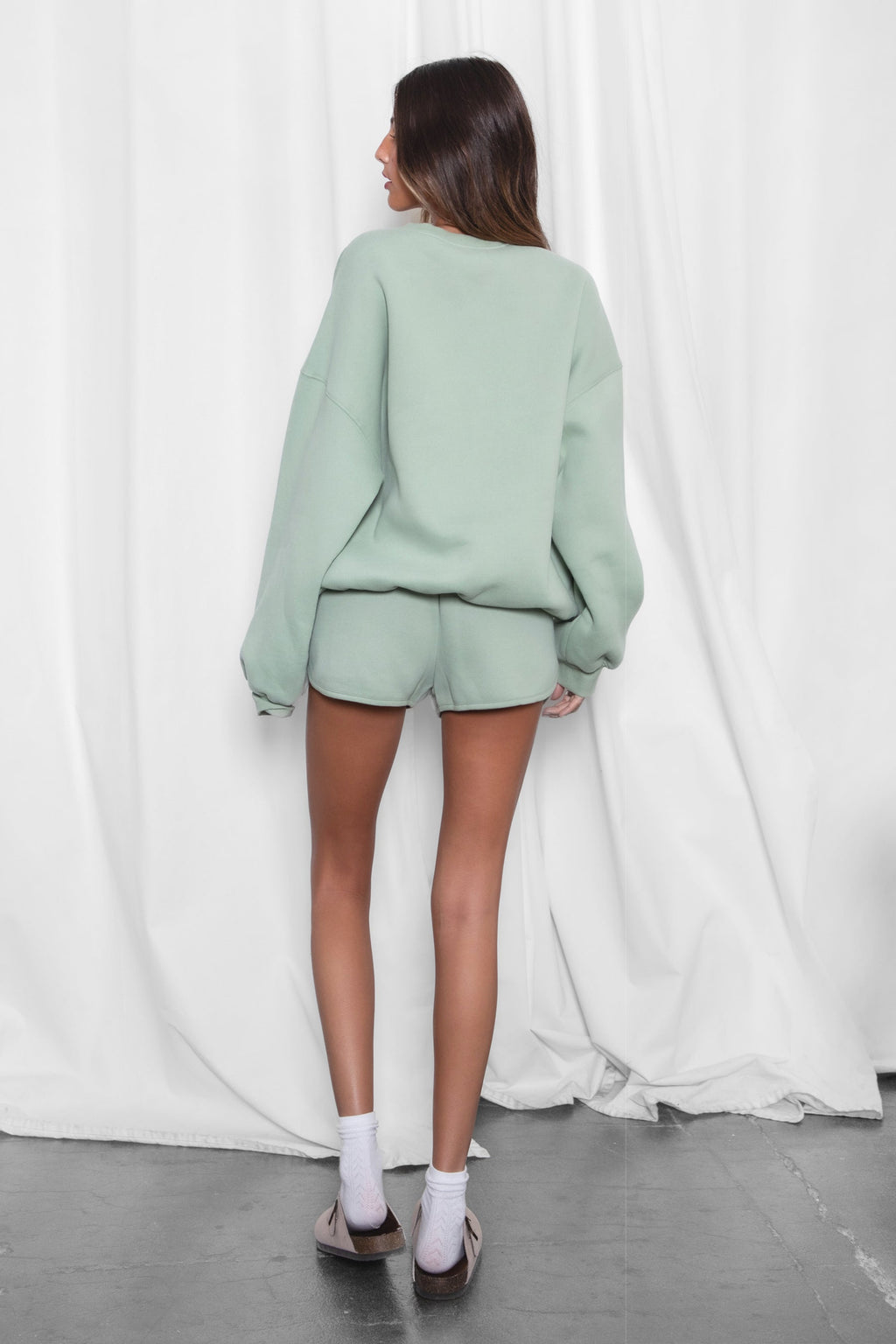 SHORTY Drawstring Waist Plush Fleece Track Mini Shorts