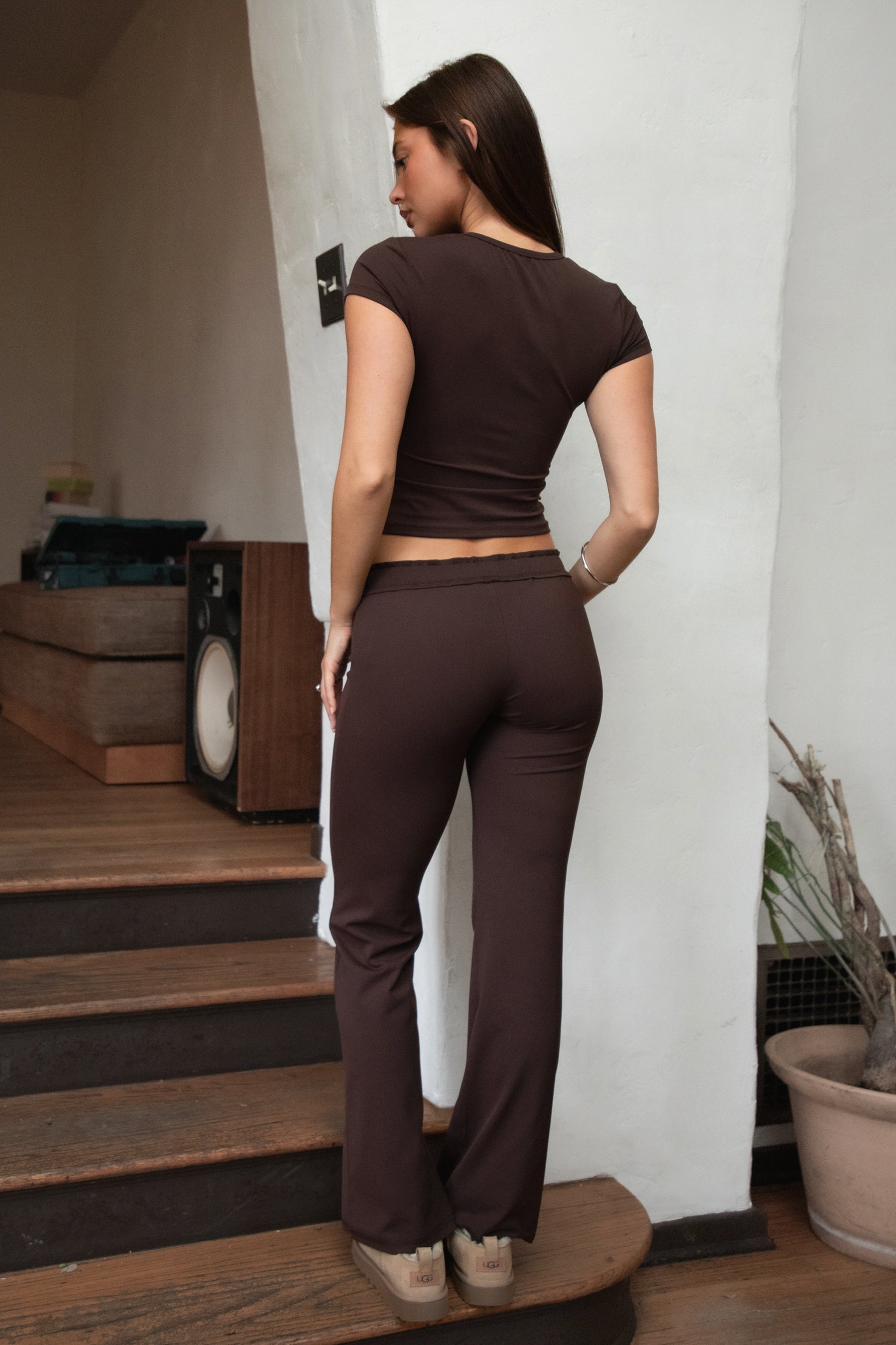 NYLEE Soft Span Jersey Yoga Wide Leg Pants