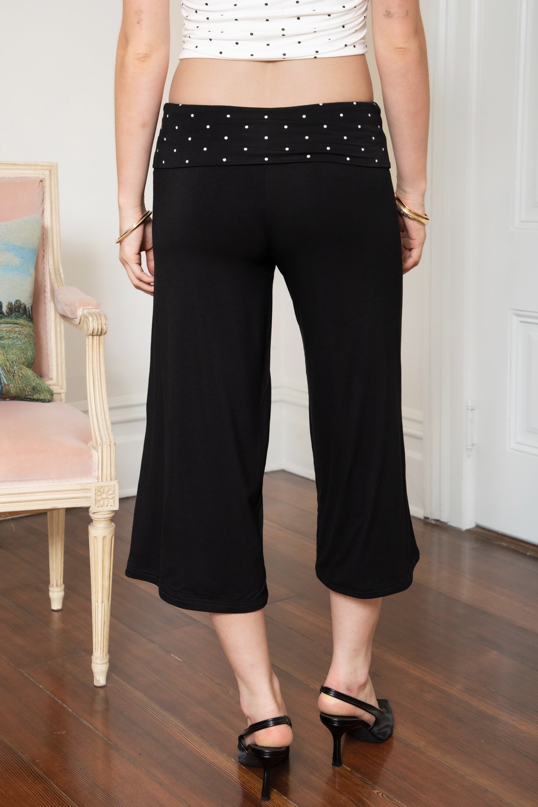 SORA Rayon Fold Over Waist Wide Capri Leggings [Pre-order]