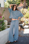 MARLOWE Stripe Mid Waist Wide Leg Pants