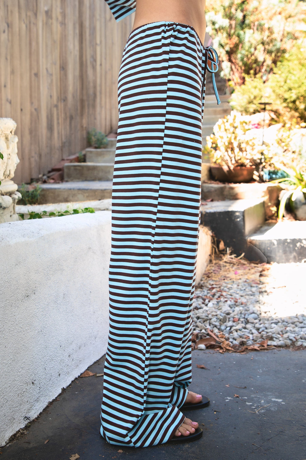 MARLOWE Stripe Mid Waist Wide Leg Pants