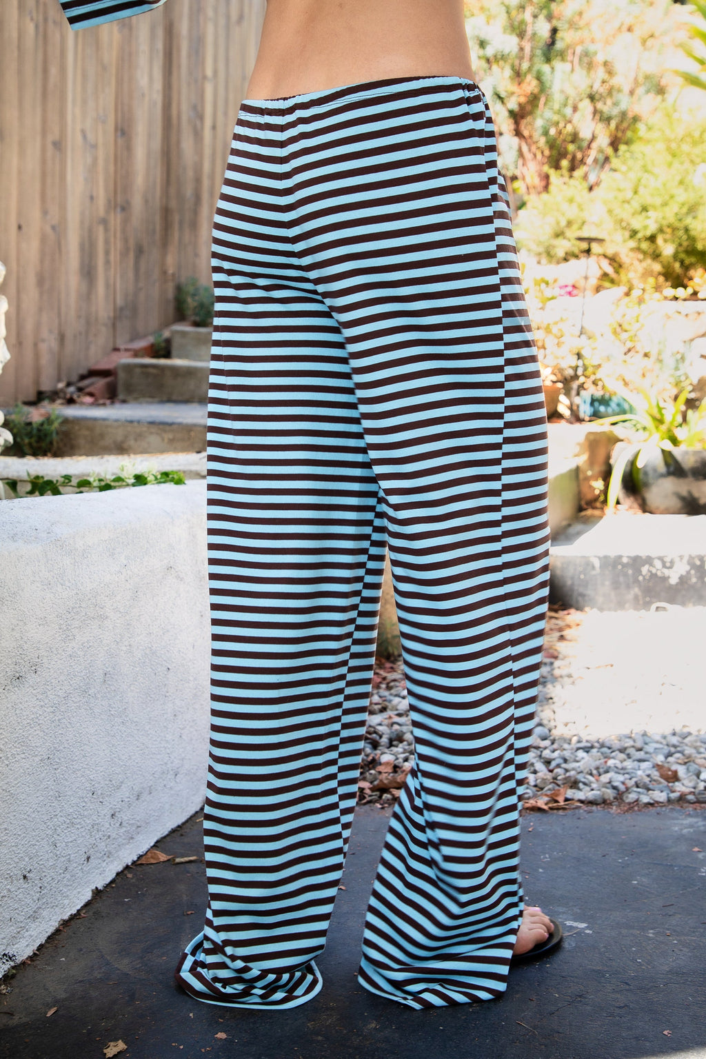 MARLOWE Stripe Mid Waist Wide Leg Pants