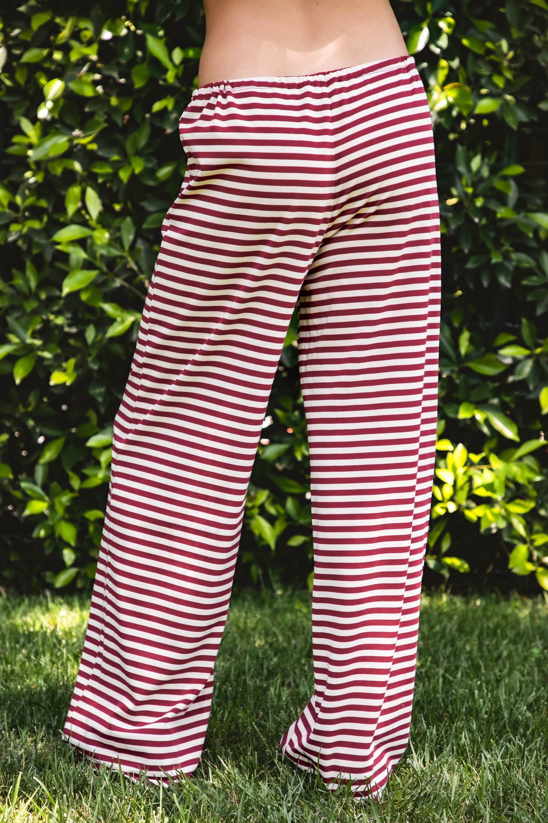 MARLOWE Stripe Mid Waist Wide Leg Pants