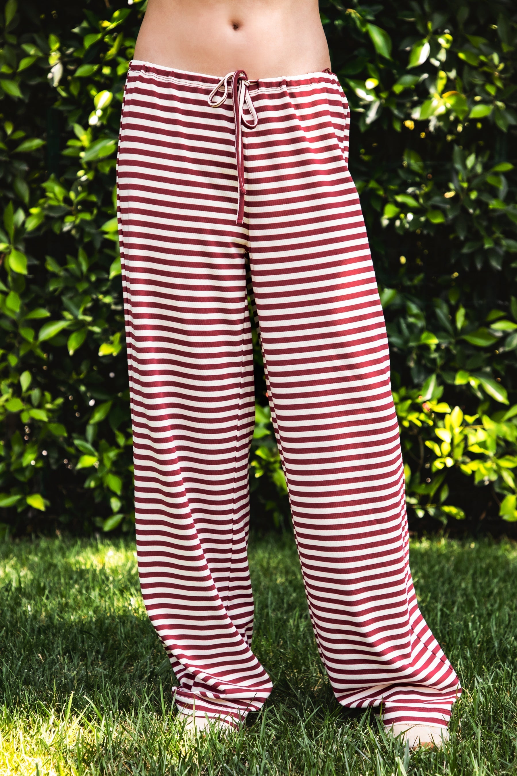 MARLOWE Stripe Mid Waist Wide Leg Pants