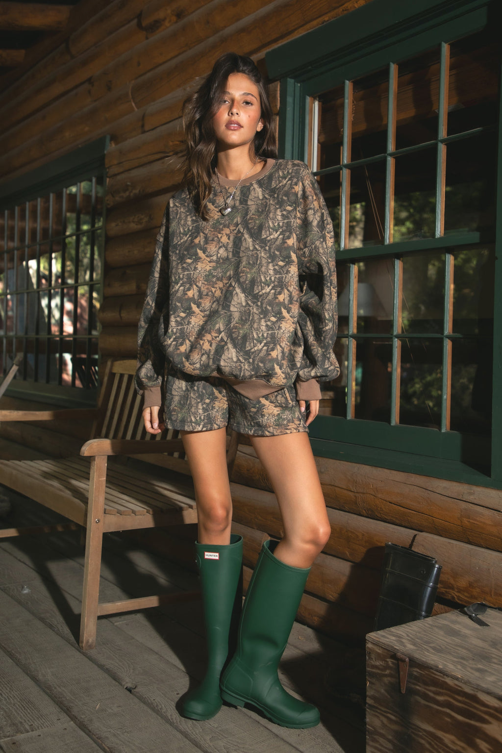 BAYOU Dark Camo Cloud Fleece Mid Rise Shorts [Pre-Order]