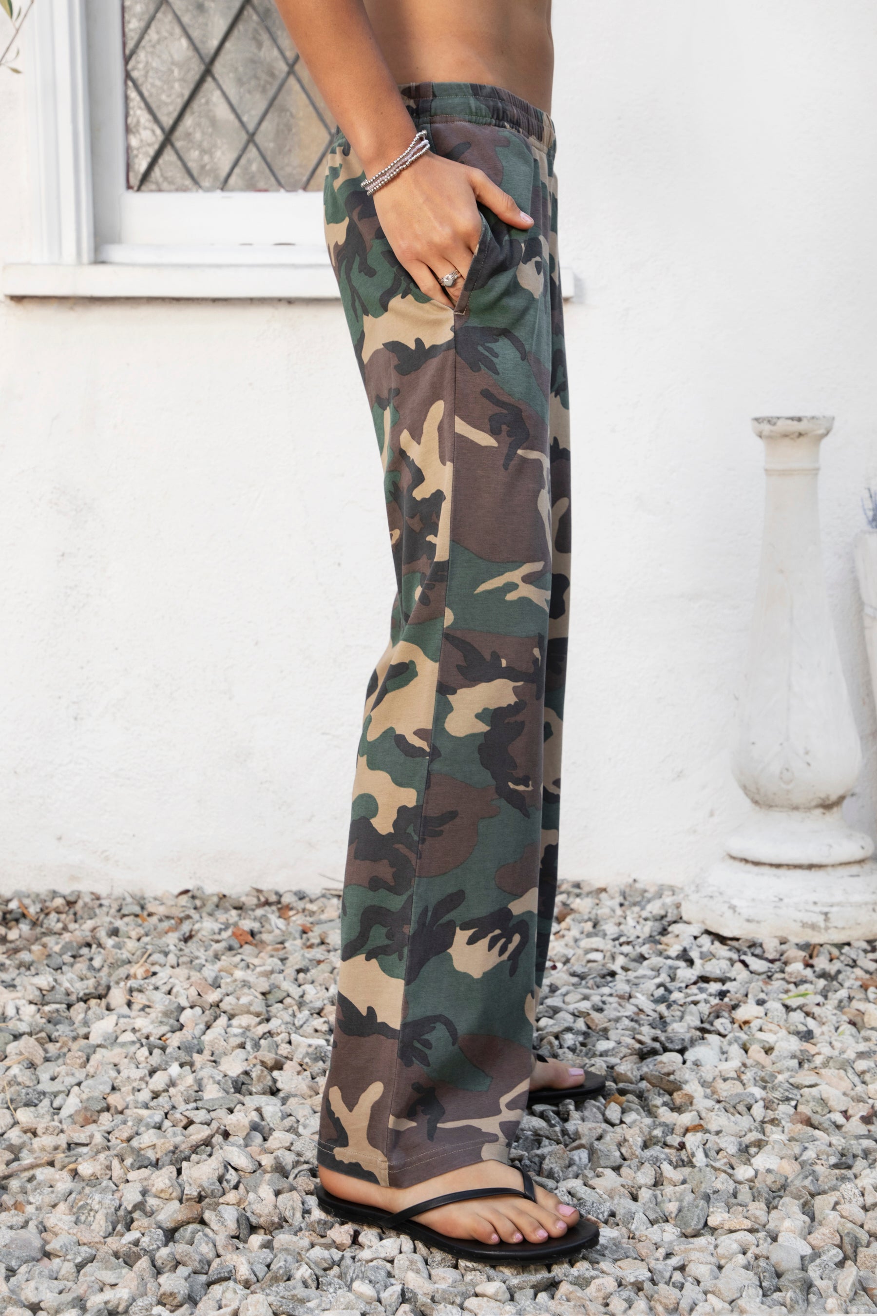 SCOUT Military Camo Washed Jersey Wide Leg Pants [Pre-order]