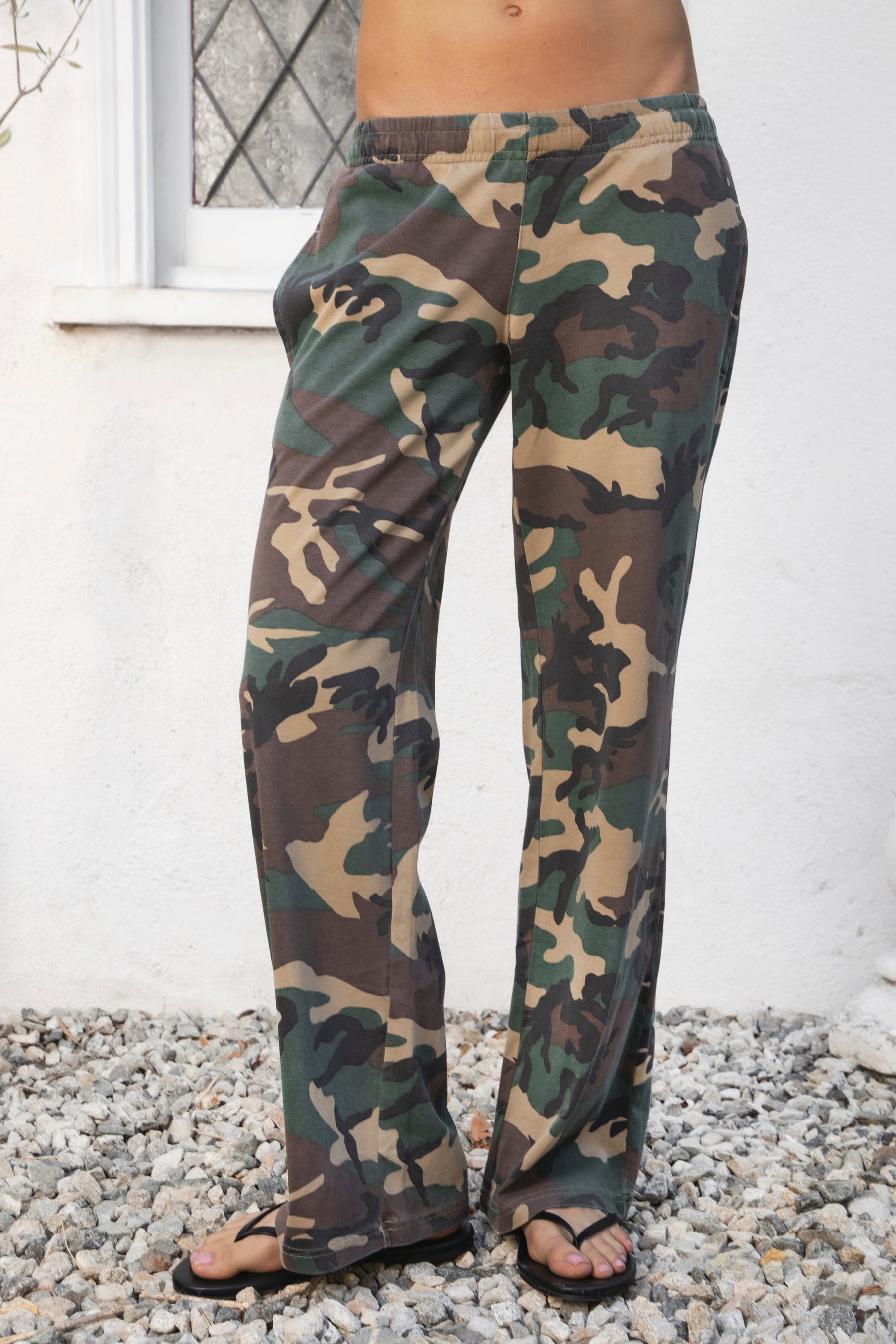 SCOUT Military Camo Washed Jersey Wide Leg Pants [Pre-order]