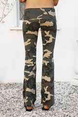REMI Dark Military Camo Fold Over Flare Leggings