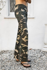 REMI Dark Military Camo Fold Over Flare Leggings