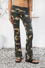 REMI Dark Military Camo Fold Over Flare Leggings