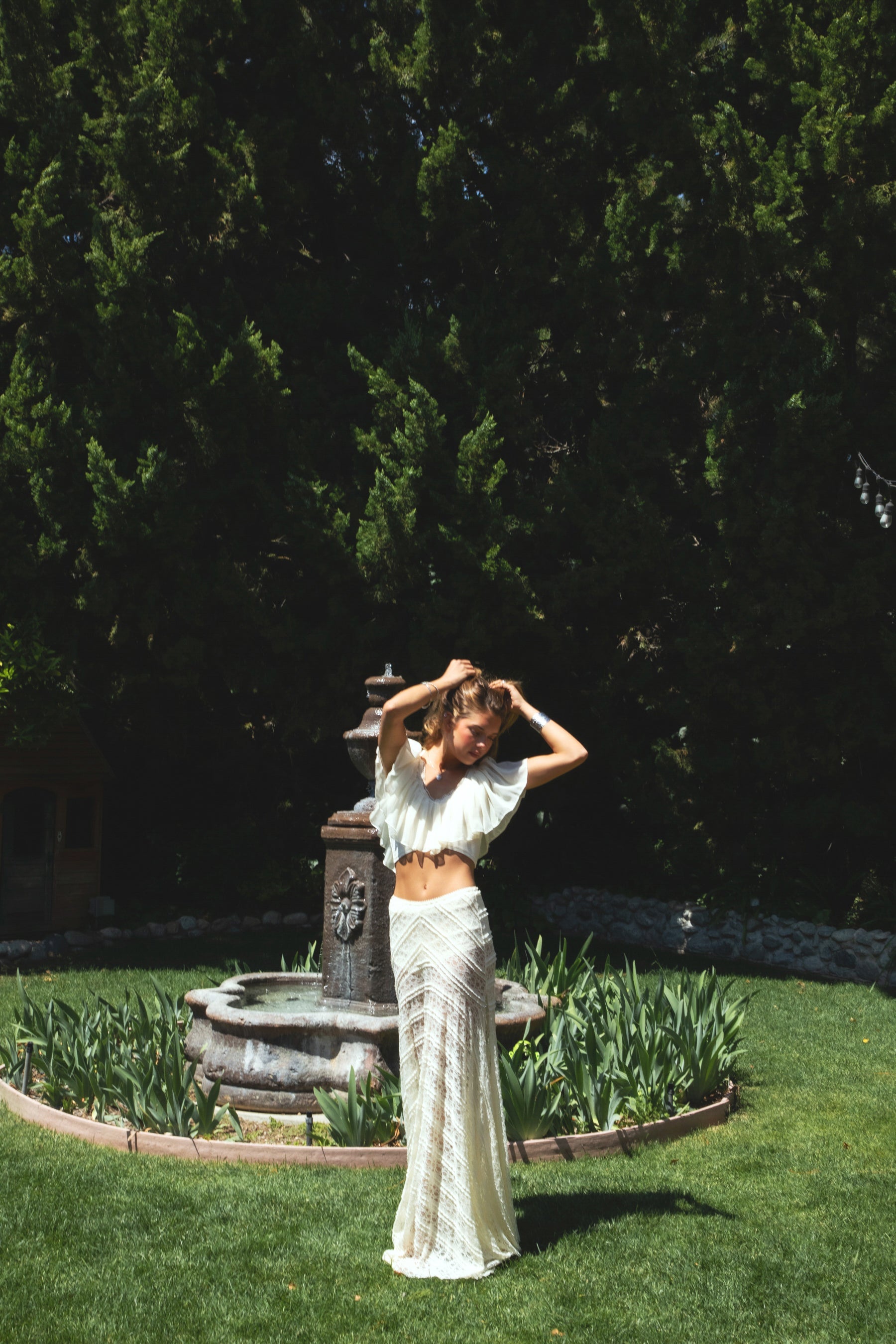 MARISS Flowy Stretch Lace Side Slit Maxi Skirt [Pre-order]
