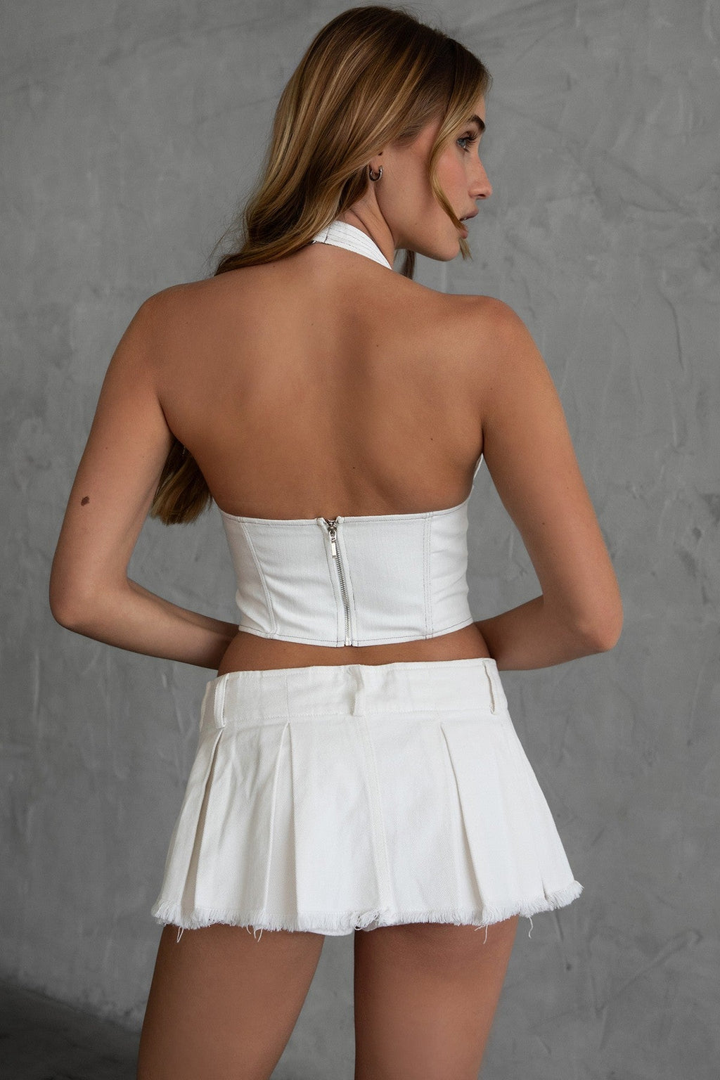 Elena Pleated Low Rise Mini Skirt
