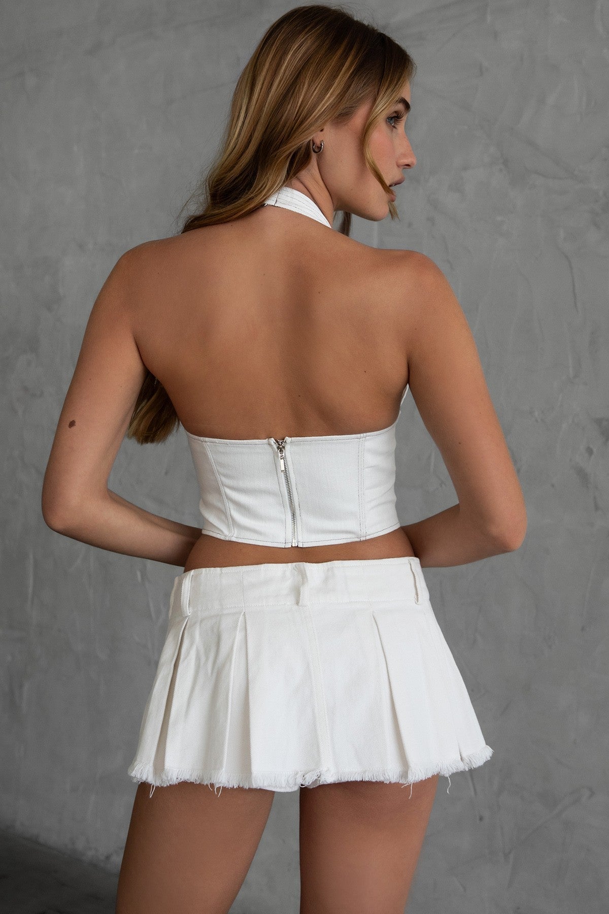 Elena Pleated Low Rise Mini Skirt
