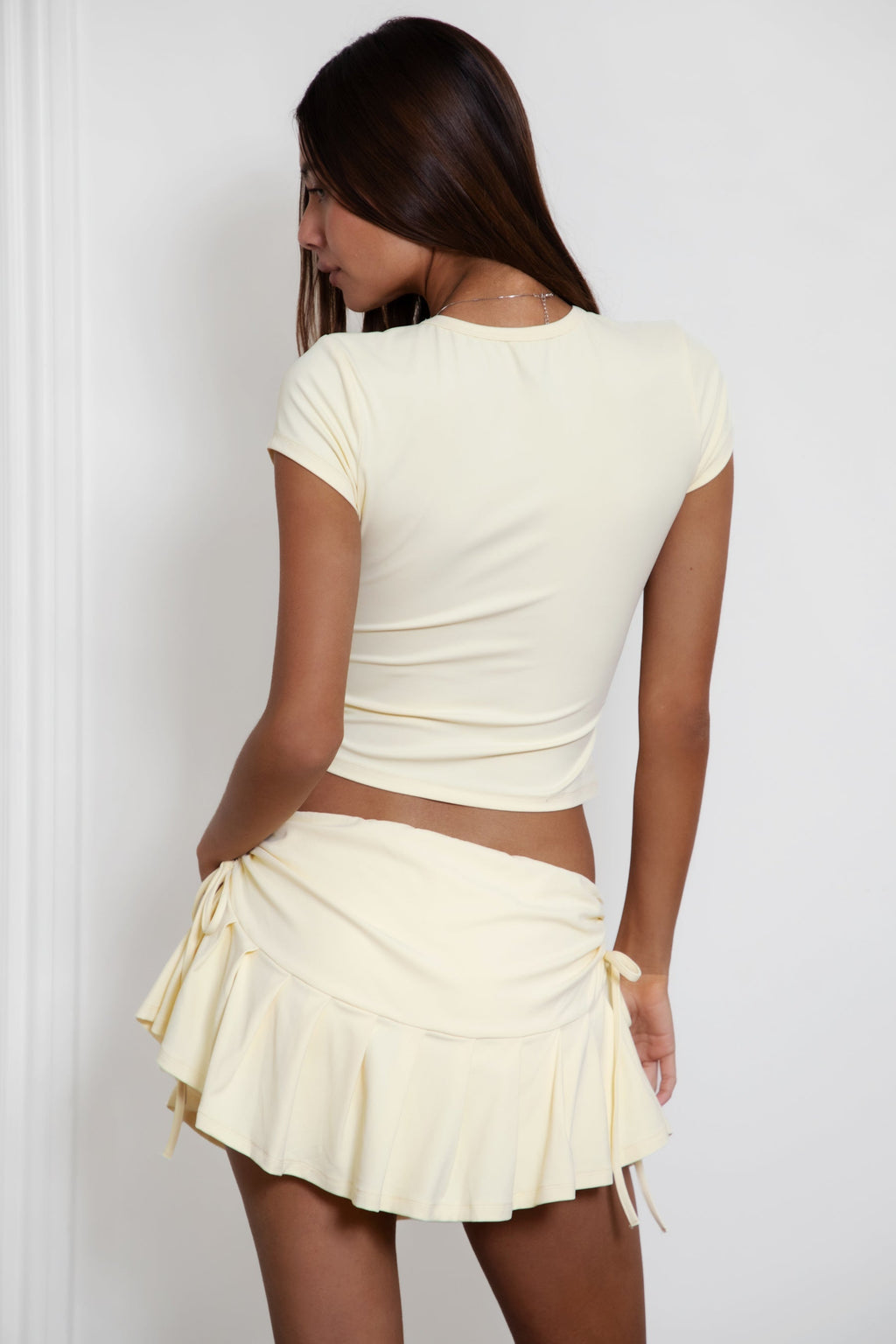 NYLEE Soft Span Stretch Ruffled Mini Skort