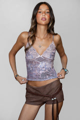 ALESSI Leopard Mesh Print Cami Top