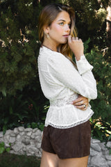 LACEWOOD Polka Dot Chiffon Long Sleeve Blouse
