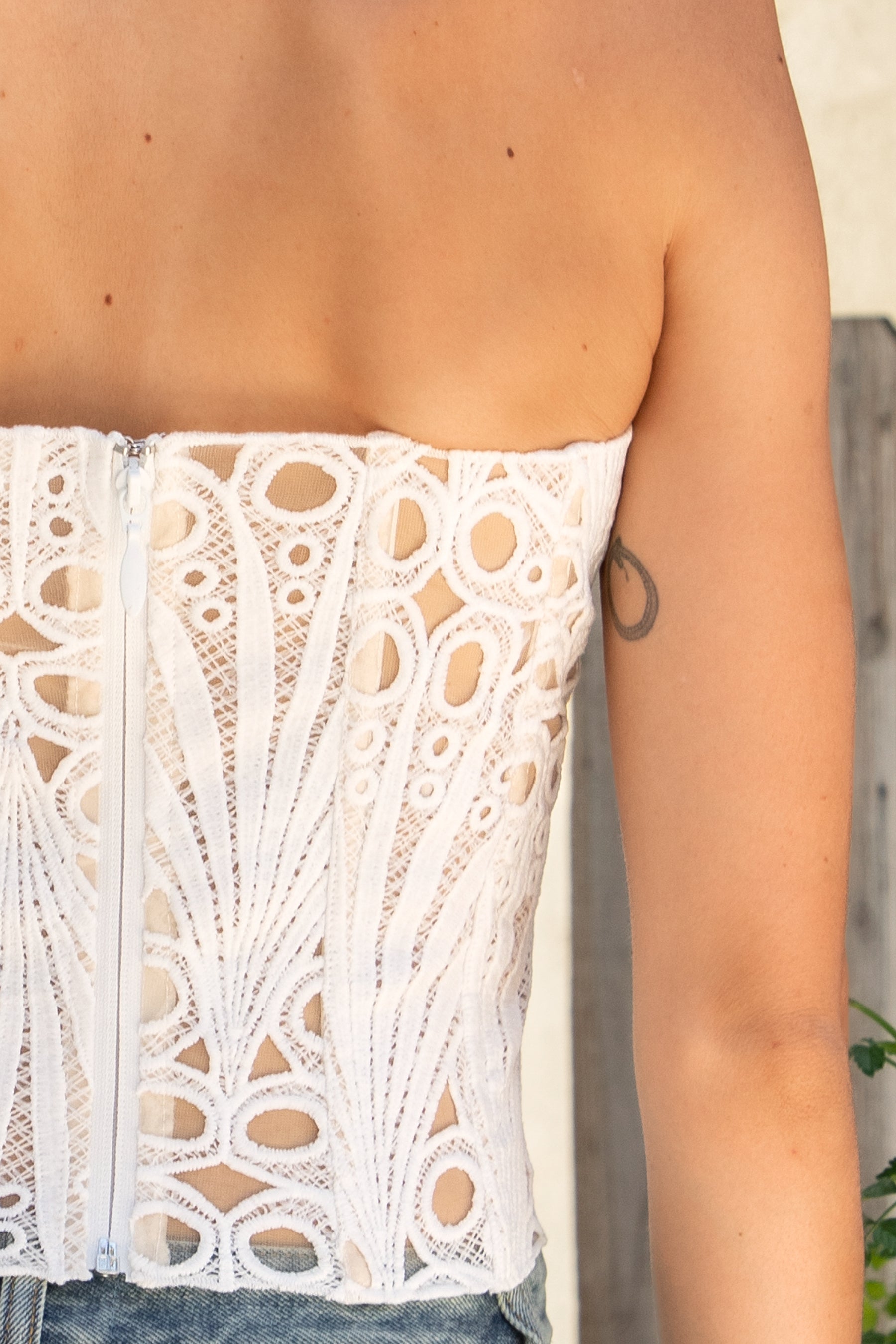 CALISTA Crochet Lace Sheer Corset Top