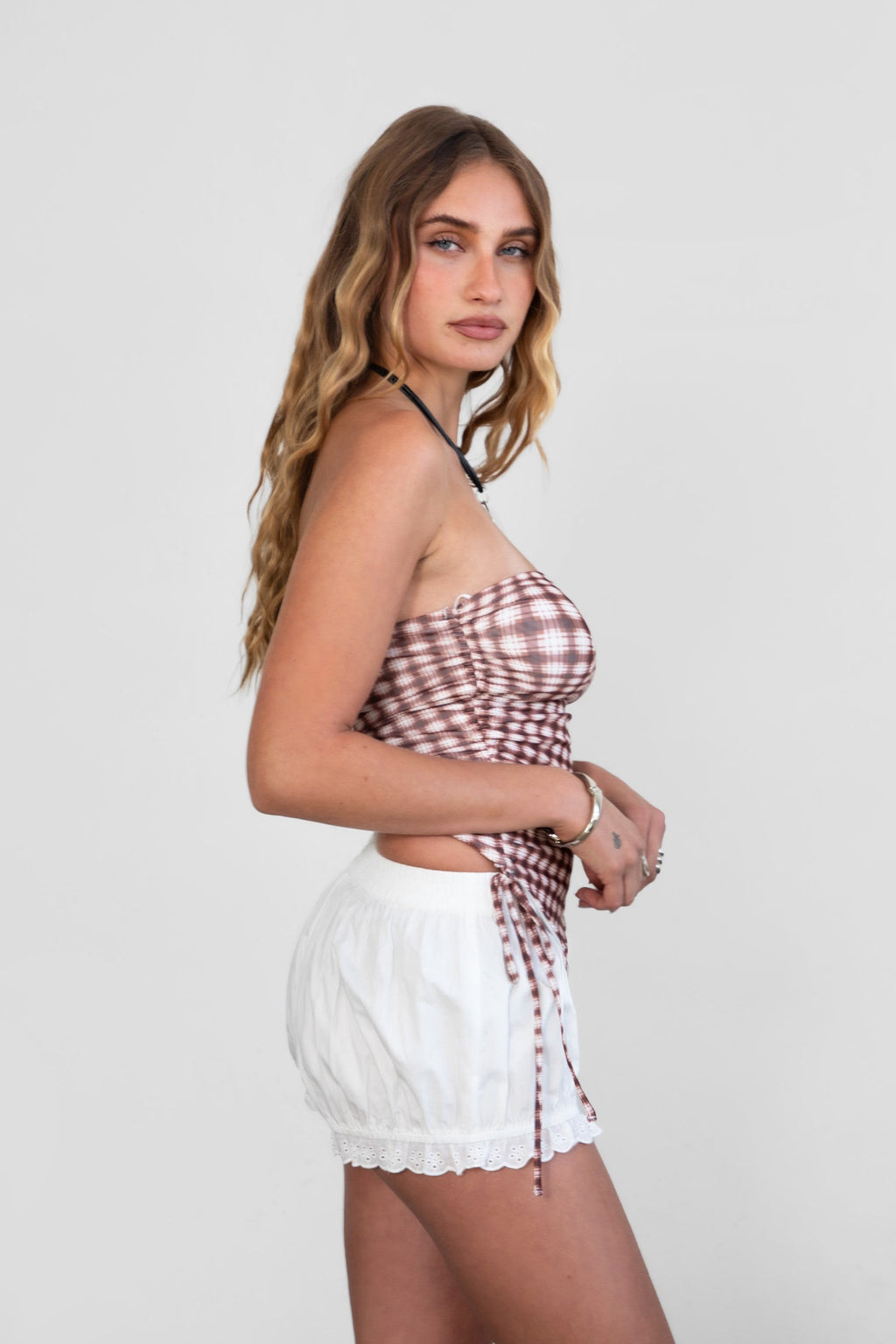 Sana  Strapless Mesh Print Bandeau Top