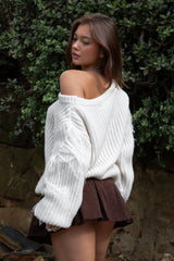 BAYLYN Off The Shoulder Knit Sweater With Tassels