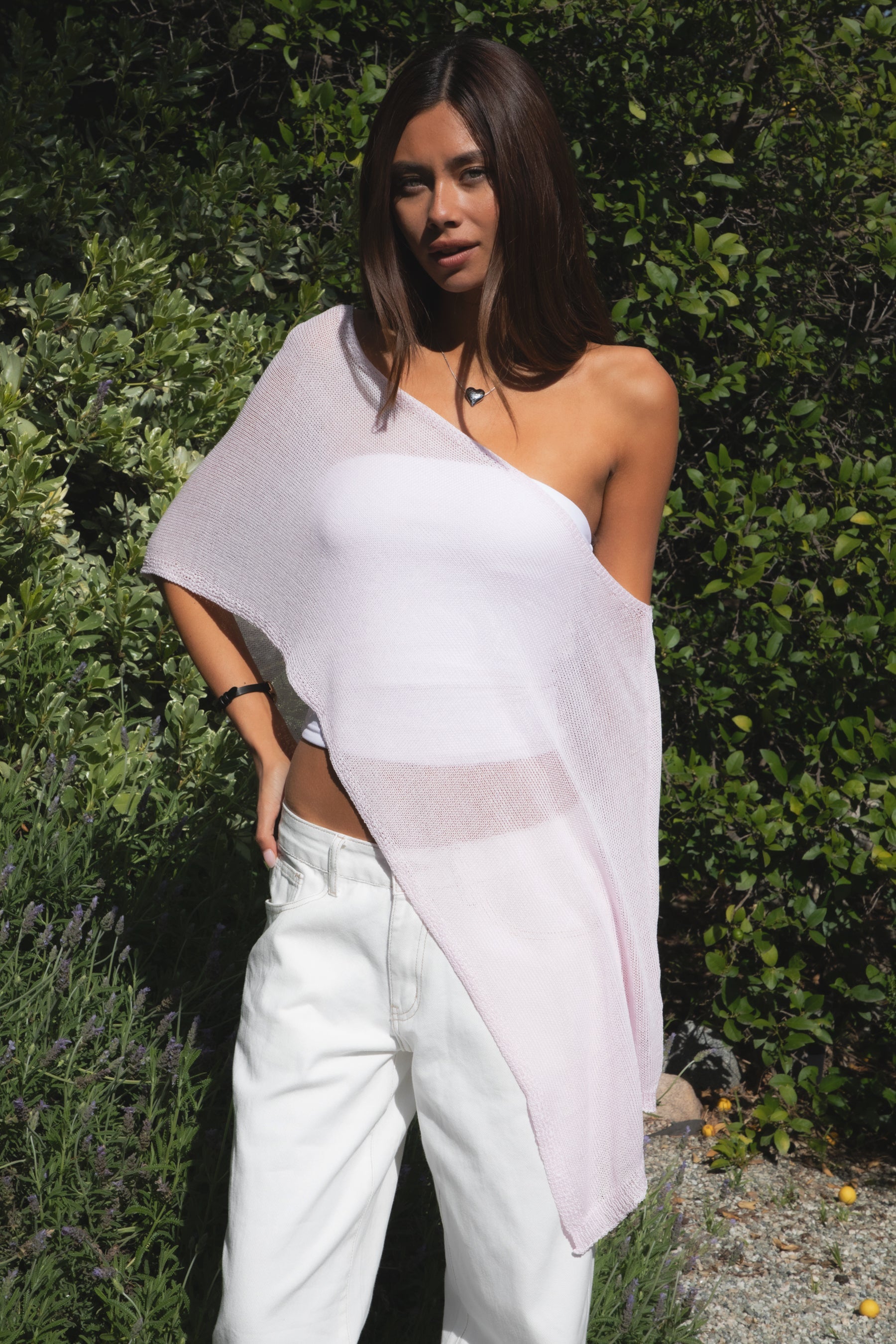 SOLEI Lightweight Sheer Sweater Knit Cape
