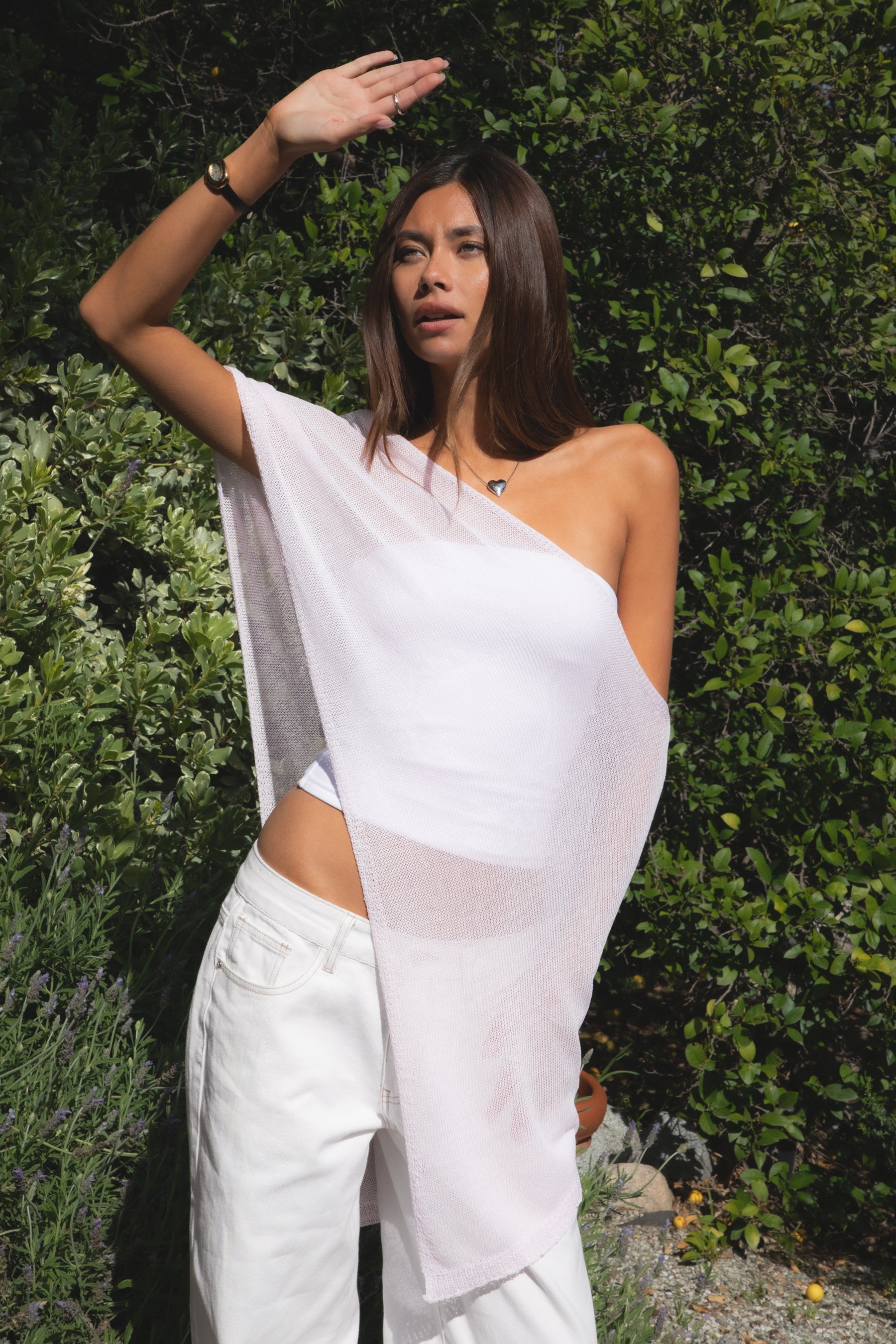 SOLEI Lightweight Sheer Sweater Knit Cape