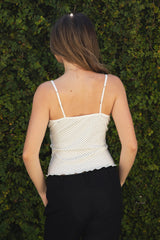 LOTTIE Polka Dot Print Lace Contrast Jersey Tank