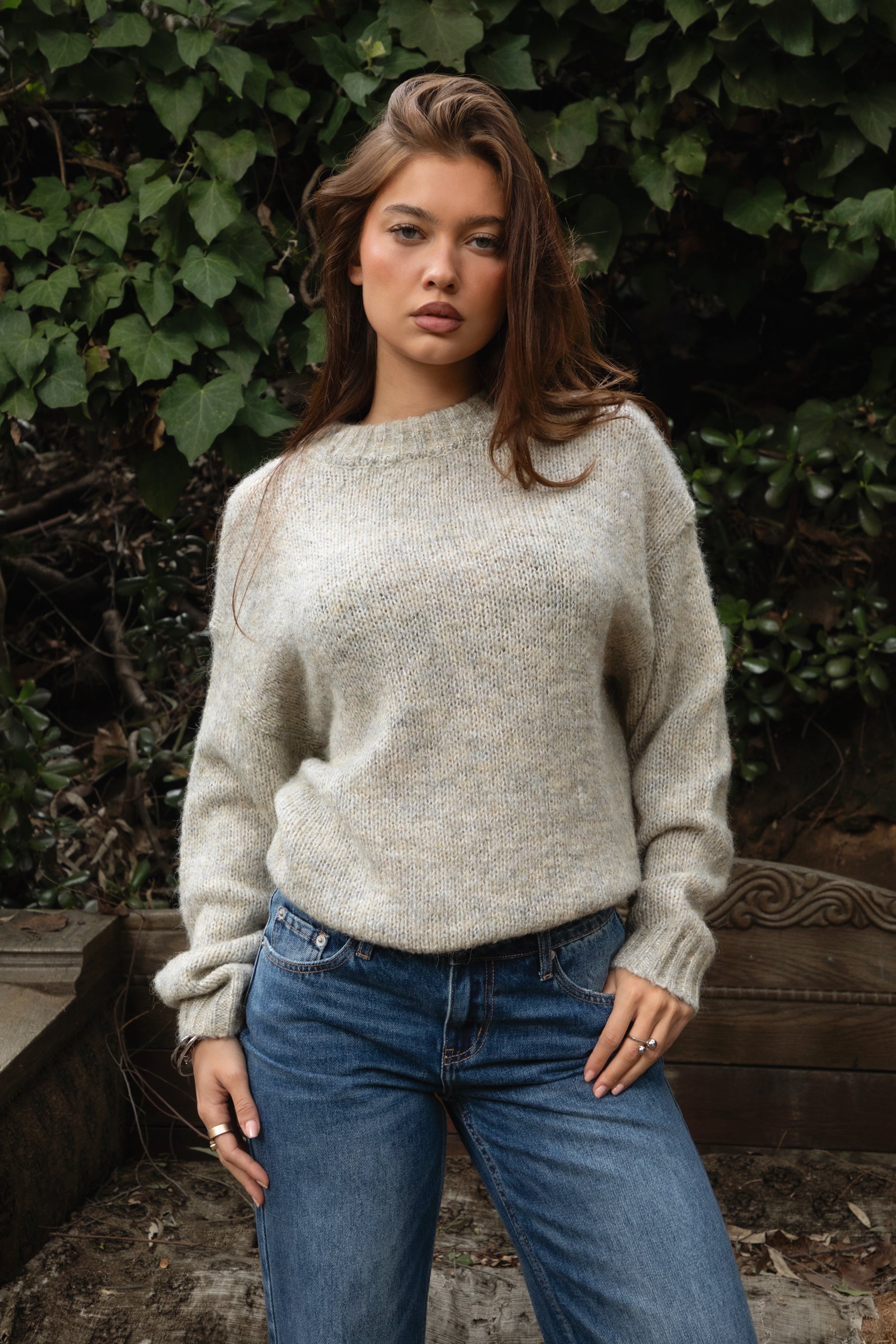 SELYNA Classic Crew Neckline Pullover Knit Sweater