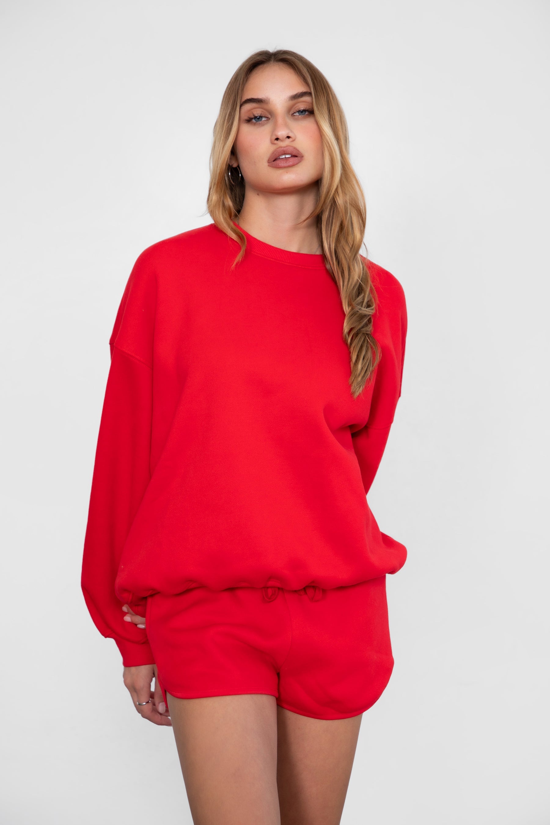 SHORTY Drawstring Waist Plush Fleece Track Mini Shorts