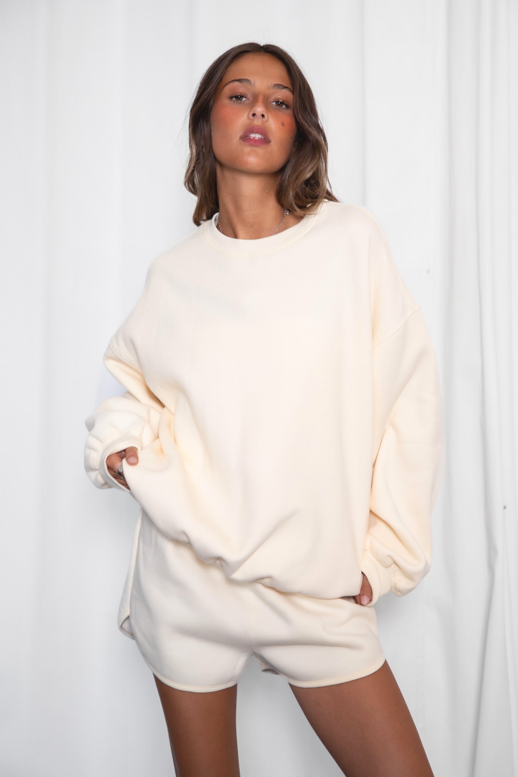 Varsity Plush Fleece Crew Neck Sweatshirt