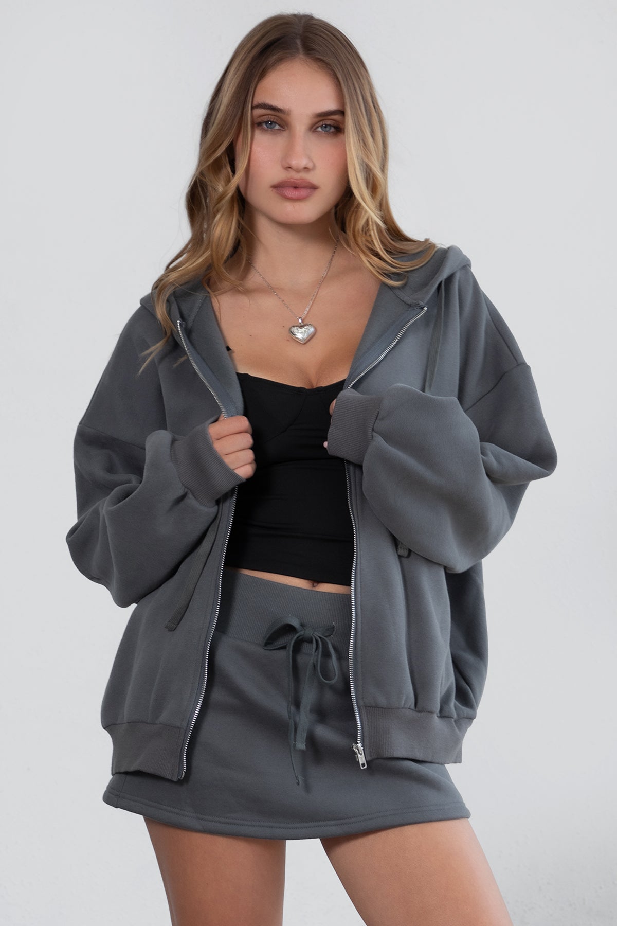 UNIVERSITY Plush Fleece Oversized Zip Up Hoodie